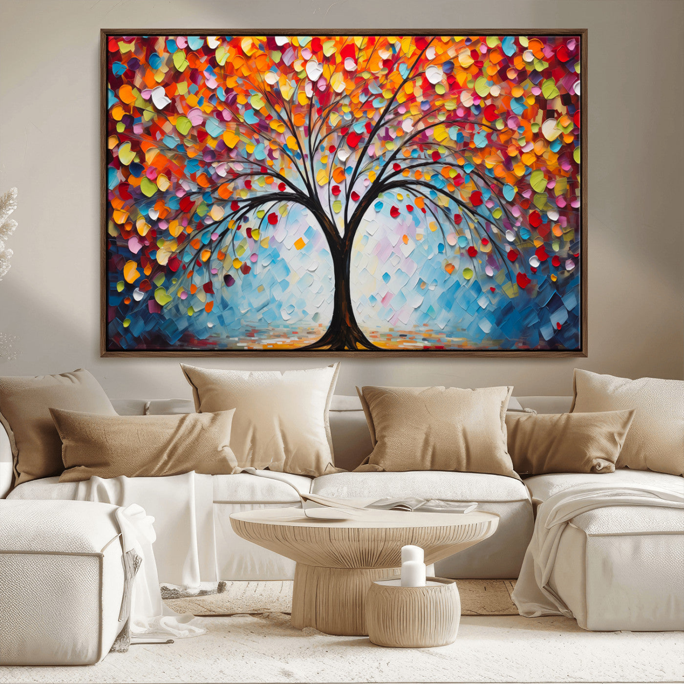HS2447-MGV-CV-36X24-Vibrant Tree of Life Canvas Wall Art – Colorful Abstract Nature in Modern Decor - Ready to Hang
