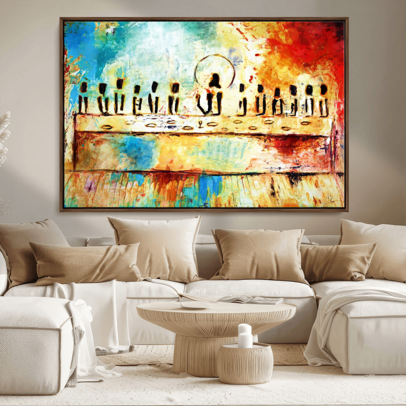 MGV-FC-36X24 - Abstract Last Supper with Apostles Wall Art Canvas Print