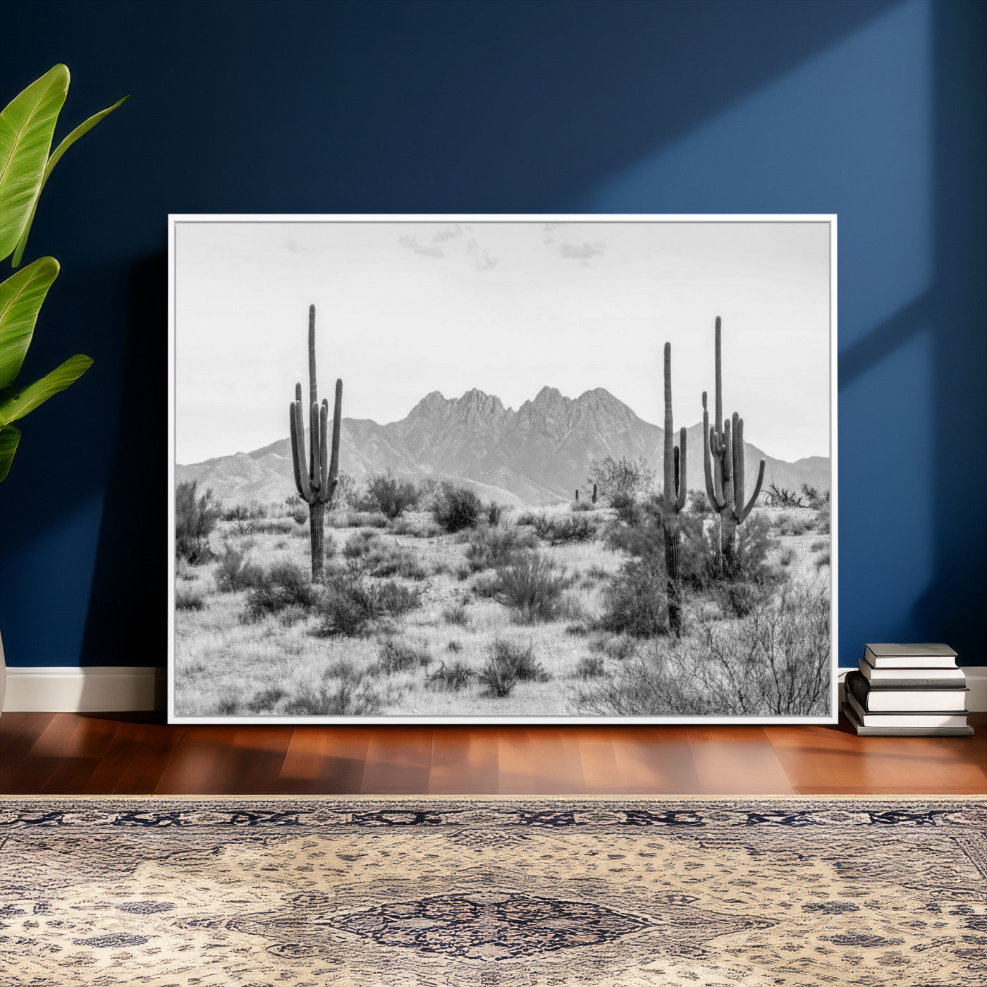 97436PHN-MGV-CV-36X24 - Black White Arizona Desert Canvas Wall Art Cactus Farmhouse Wall Art