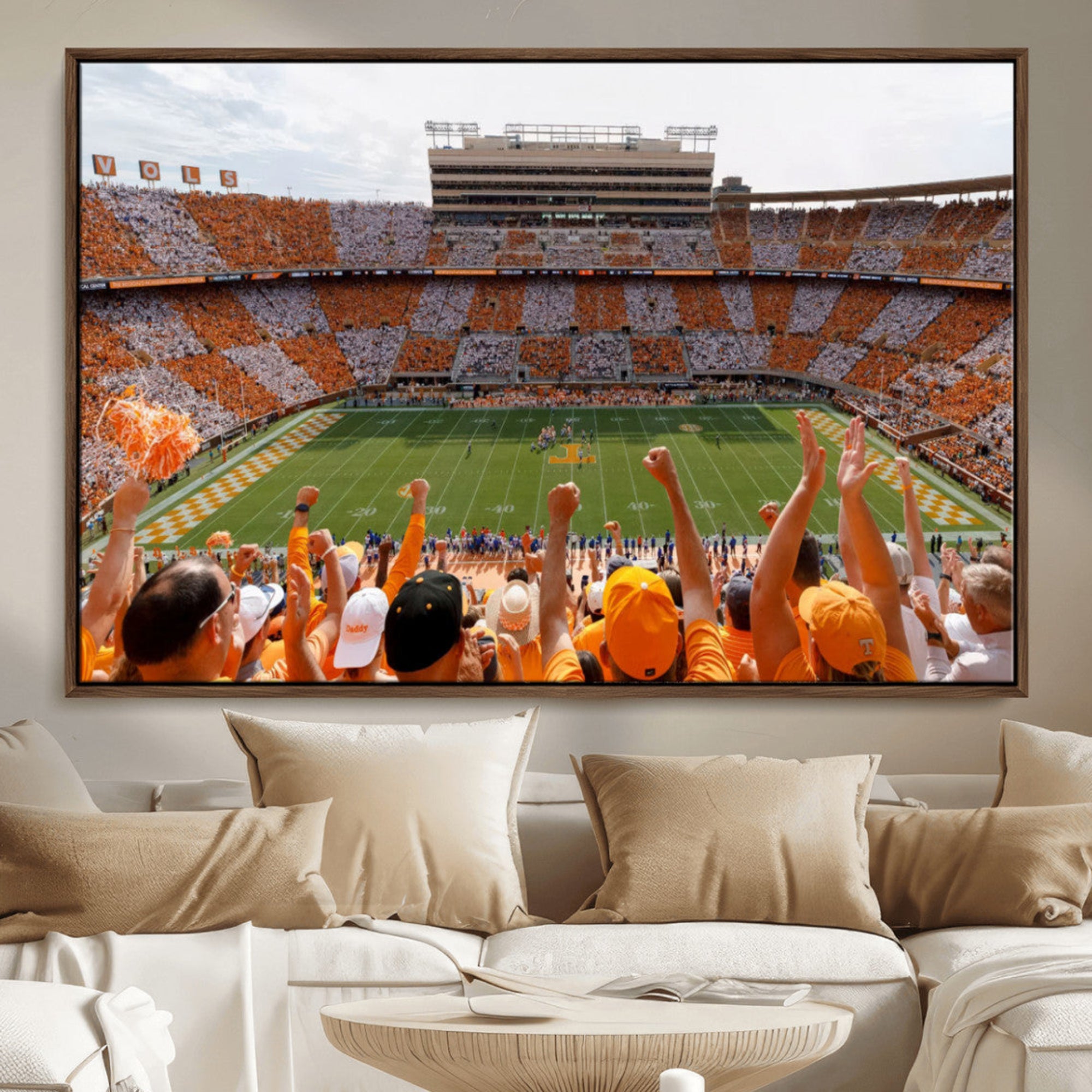 76011417-MGV-CV-36X24-Tennessee Neyland Stadium Wall Art Print, Sports Arena Canvas Wall Art, Panoramic Stadium Canvas Print, Modern Athletic Field Art Printing