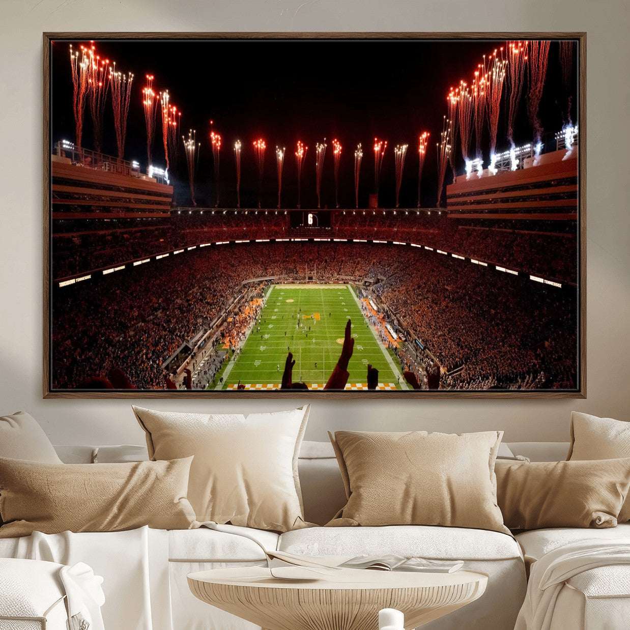 73358115-MGV-FC-36X24 - Tennessee Neyland Stadium Wall Art, Sports Arena Canvas Print, Panoramic Stadium Canvas Artwork for Home, Office