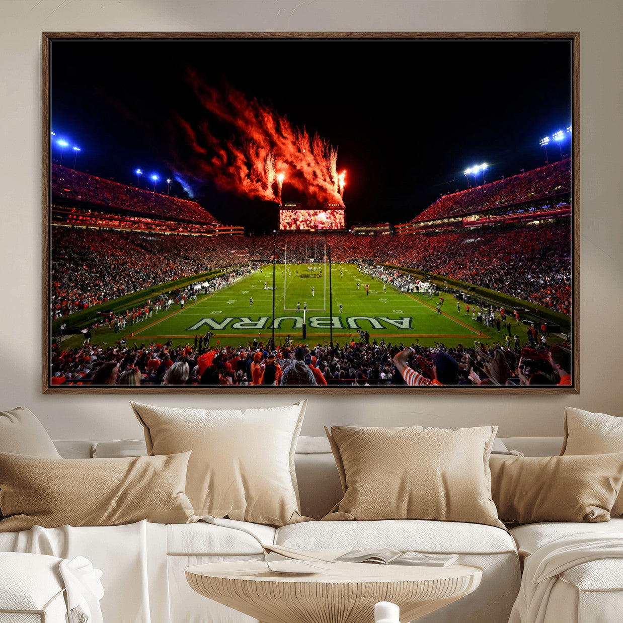 59046876-MGV-FC-36X24_Walnut-Jordan-Hare Stadium Wall Art Canvas Print, Football Stadium Aerial View, College Sports Art for Man Cave or Game Room (Copy)