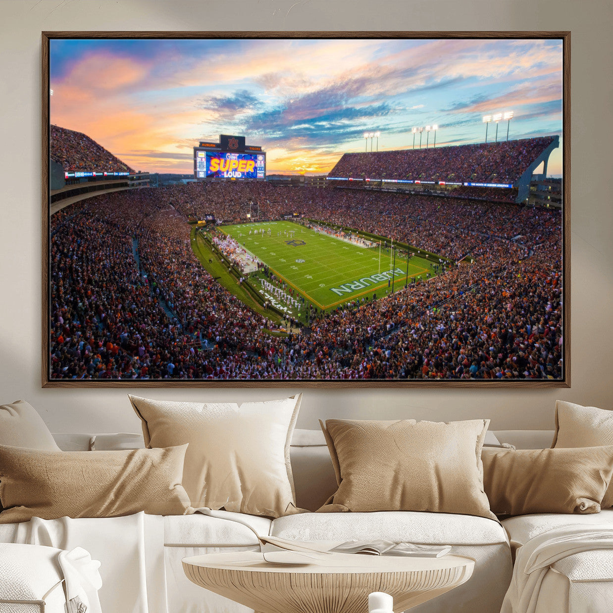 29755746-MGV-CV-36X24-Jordan-Hare Stadium Wall Art Canvas Print, Football Stadium Aerial View, College Sports Art for Man Cave or Game Room