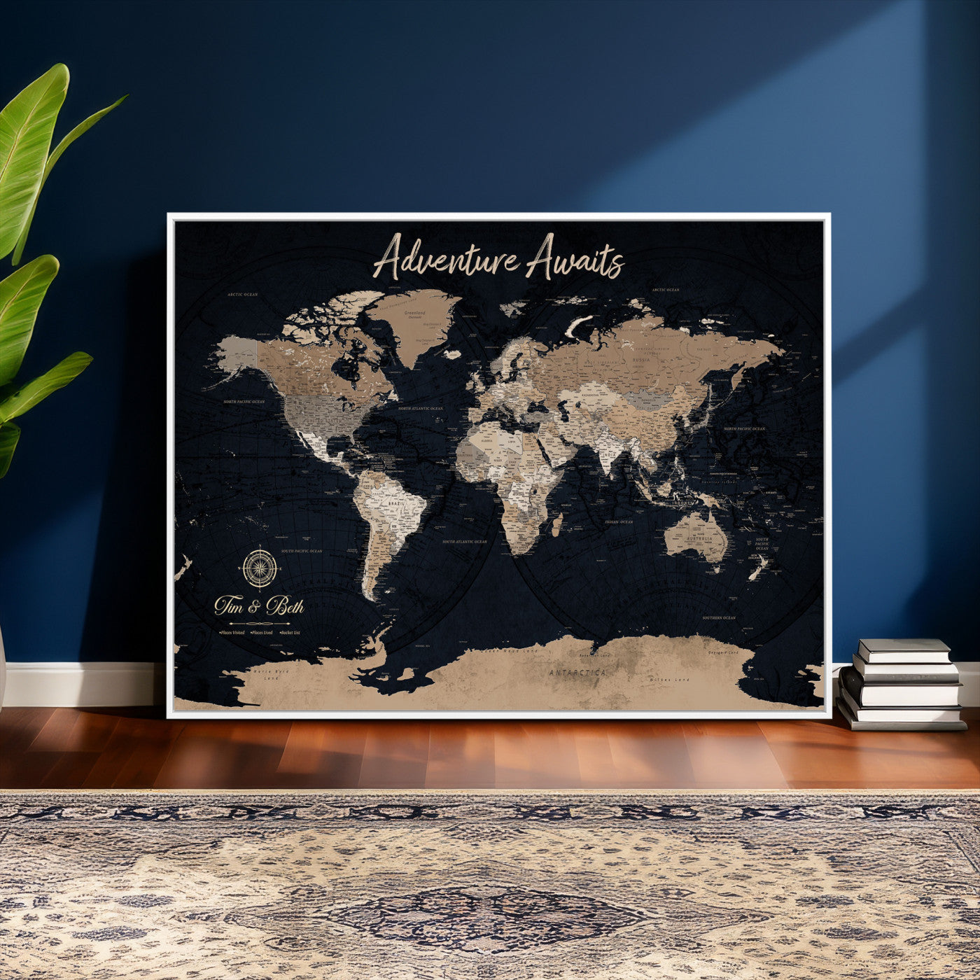 26996346-MGV-FC-36X24 - Personalized Push Pin World Map Wall Art Canvas Print with Pins – Customize Travel Tracker Map for Home and Office Décor
