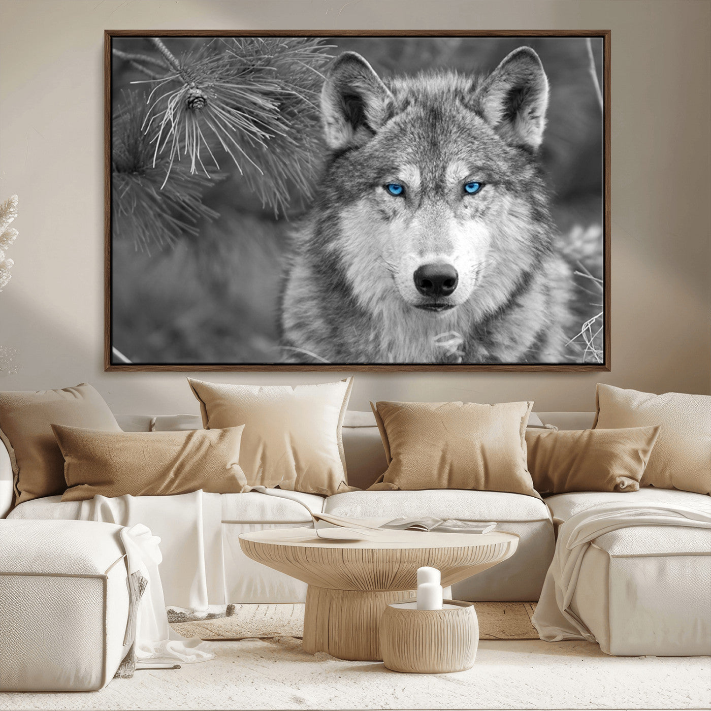 -Wild Wolf Blue Eye Wall Art Canvas Print