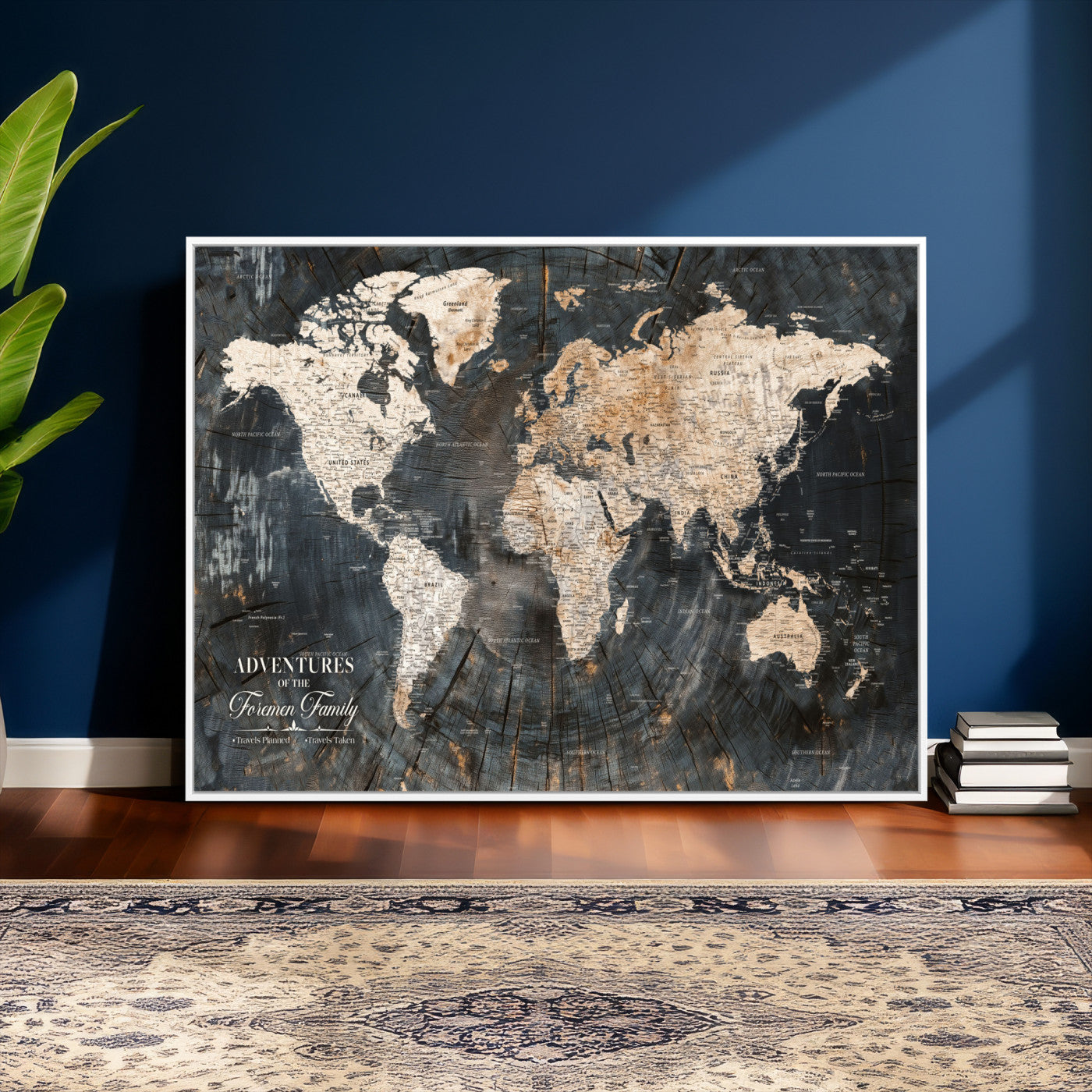 74461965-MGV-FC-36X24 - Customized Push Pin World Map Wall Art Canvas Print with Pins, Framed Personalize Travel Tracker Map, World Map for Living Room and Office Decor