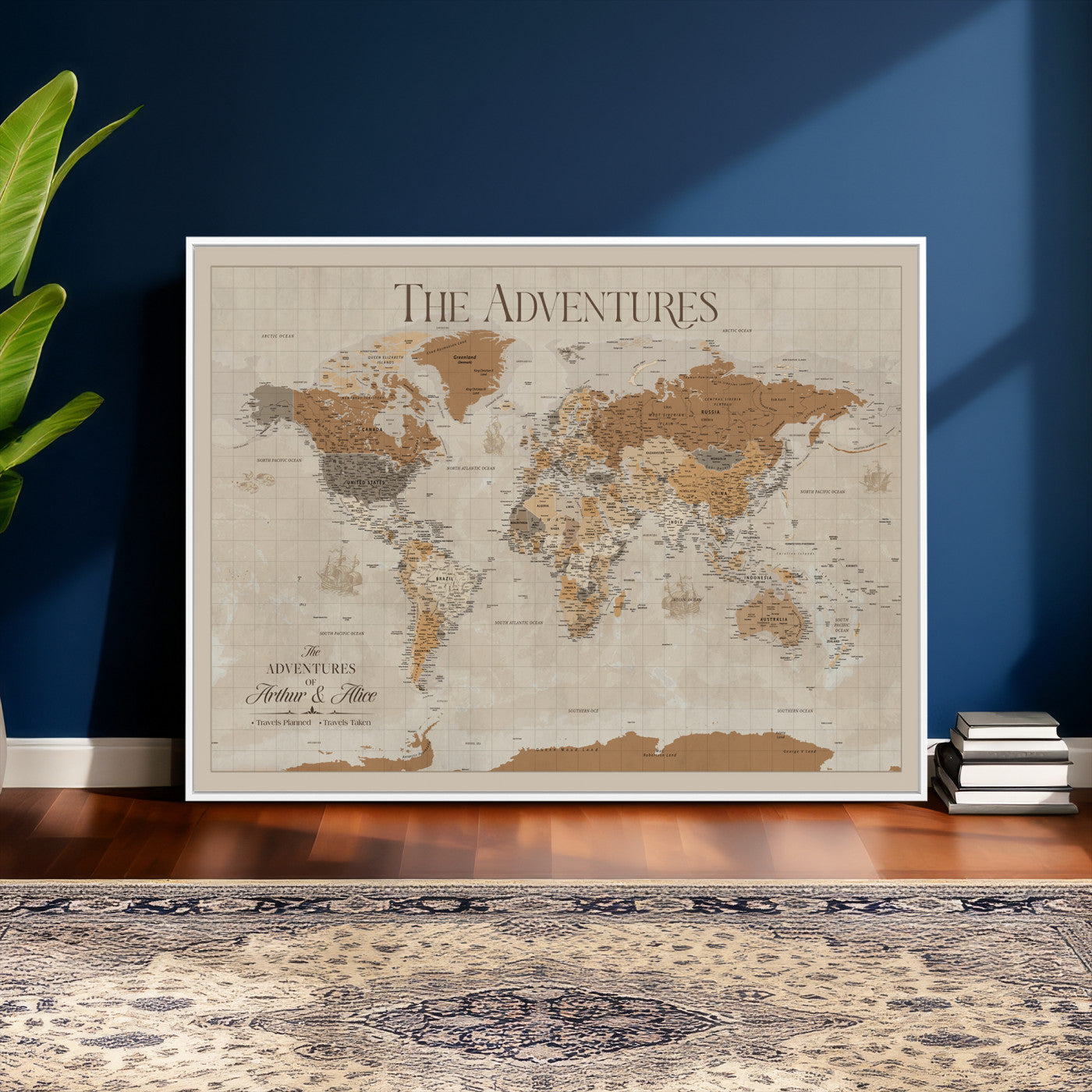 57738274-MGV-CV-36X24 - Custom Push Pin World Map Wall Art Canvas Print – Personalized Travel Tracker - NEWMAP-10