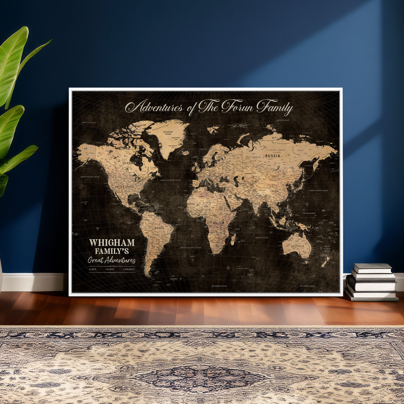 68639184-MGV-CV-36X24 - Custom Push Pin World Map Wall Art Canvas Print – Personalized Travel Tracker with Pins Framed Large for Home and Office Decor