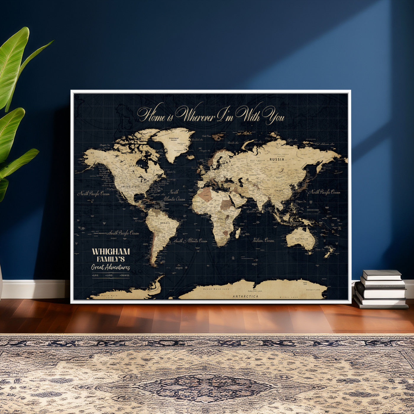 86888698-MGV-CV-36X24 - Custom Push Pin World Map Wall Art Canvas Print – Personalized Travel Tracker with Pins Framed Large for Home and Office Decor