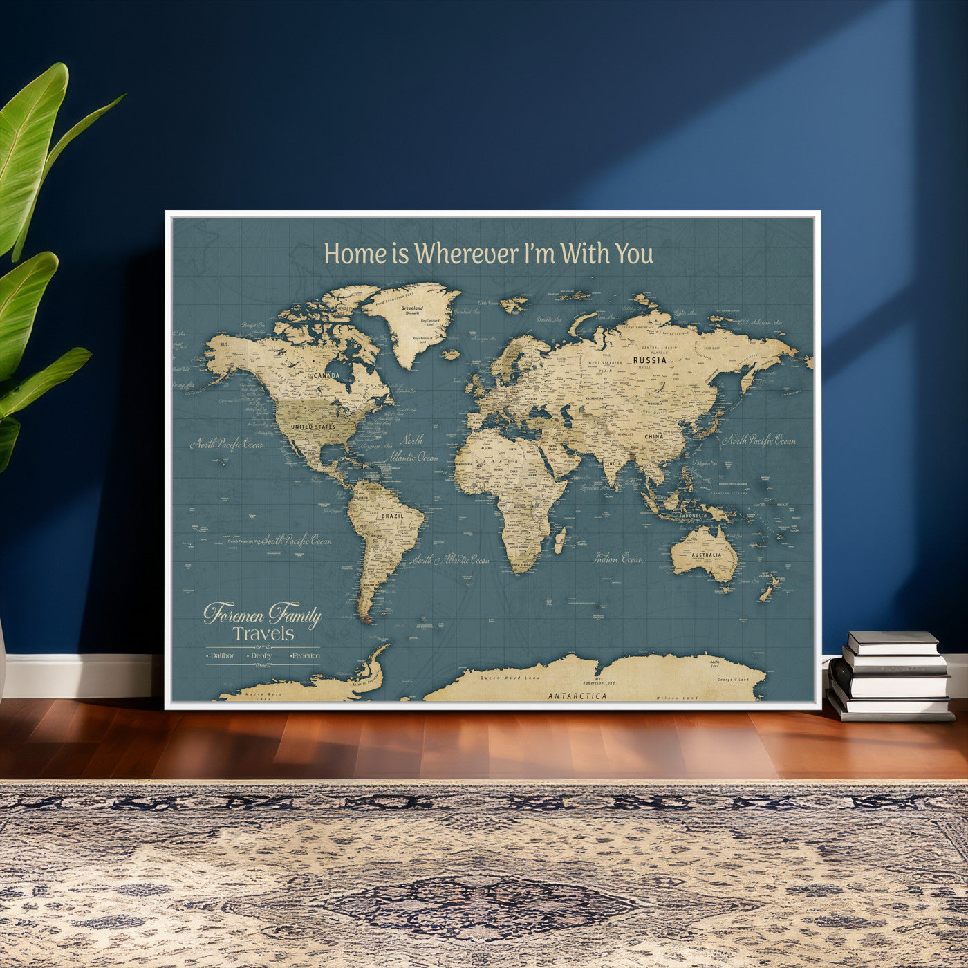 15936891-MGV-CV-36X24 - Custom Push Pin World Map Wall Art Canvas Print – Personalized Travel Tracker with Pins Framed Large for Home and Office Decor