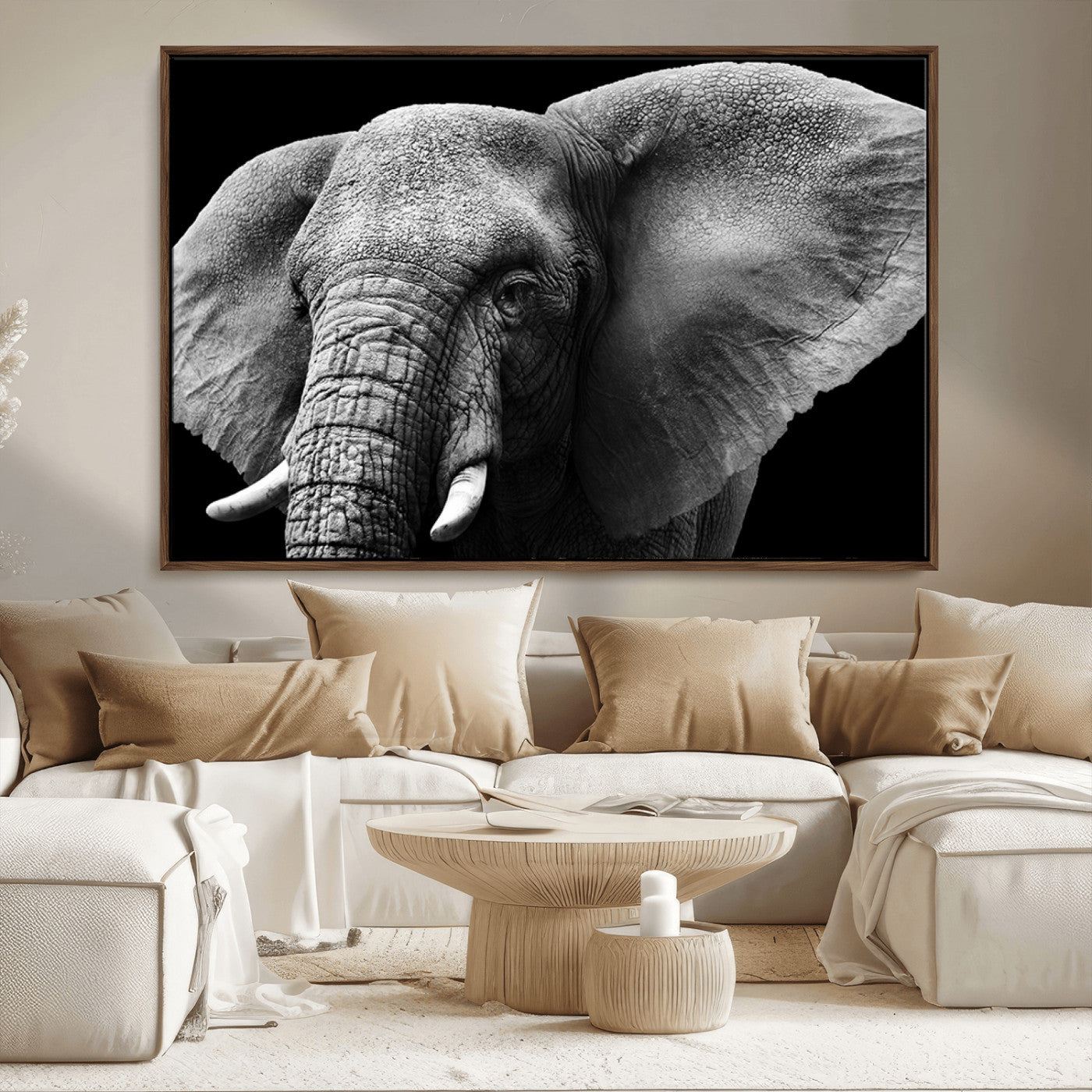 -Big Elephant Close Up Wall Art Canvas Print