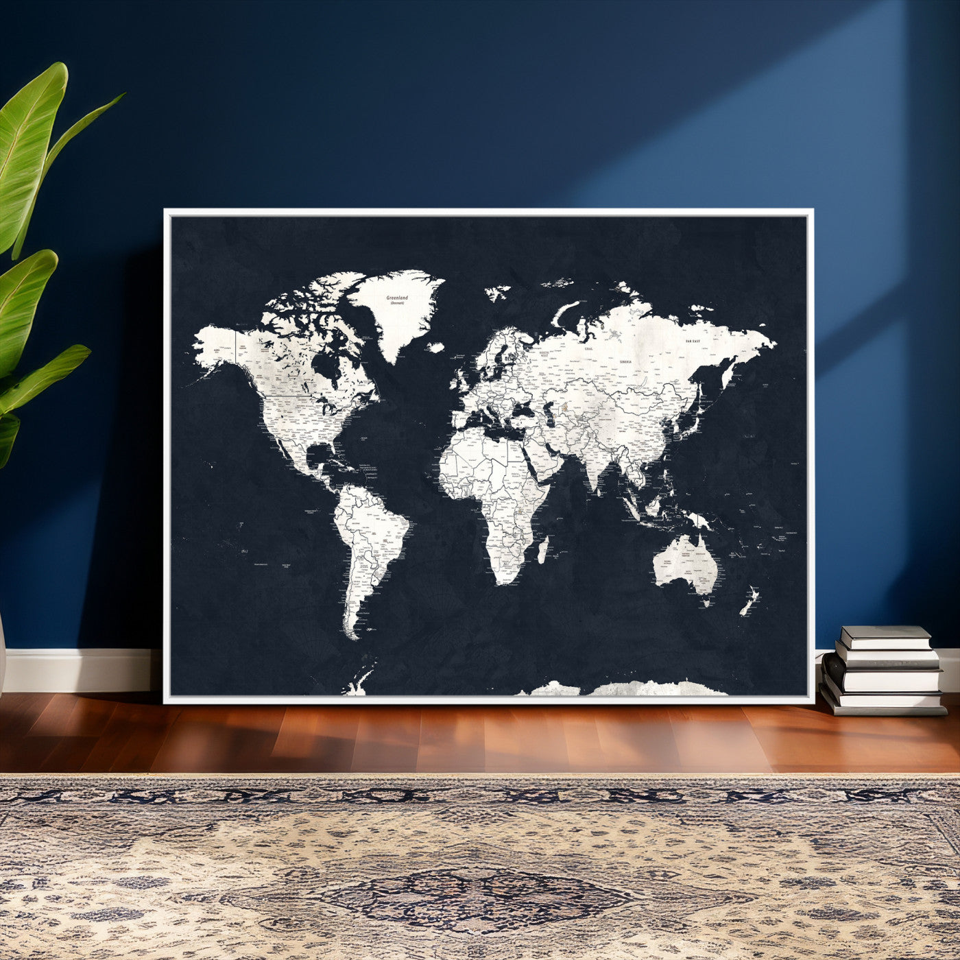 11963807-MGV-CV-36X24 - World Map Wall Art Canvas Print, Modern Decorative Framed Map Artwork Prints for Living Room, Office, Bedroom Wall Decor