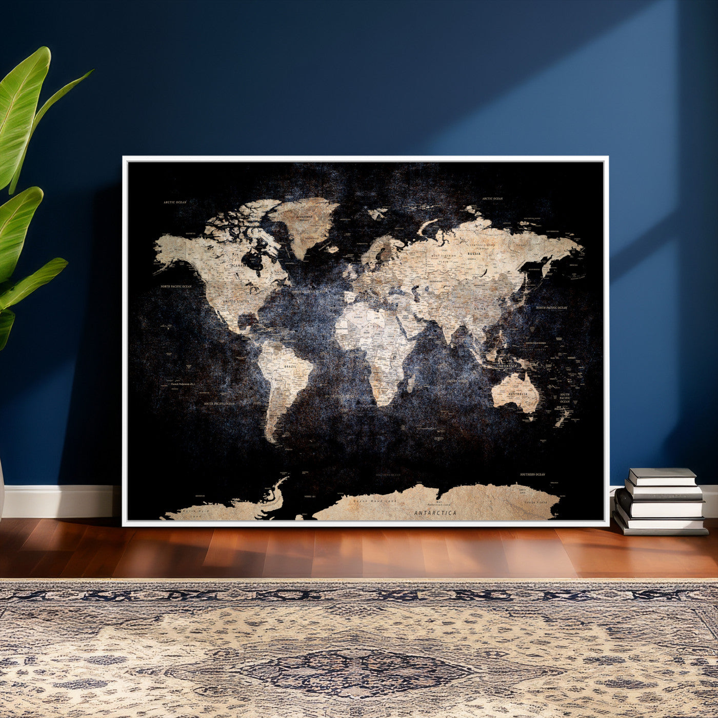 56713386-MGV-CV-36X24 - World Map Wall Art Canvas Print, Modern Decorative Framed Map Artwork Prints for Living Room, Office, Bedroom Wall Decor