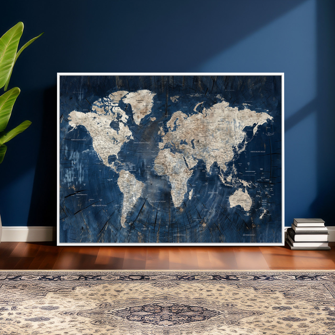 56126010-MGV-CV-36X24 - World Map Wall Art Canvas Print, Modern Decorative Framed Map Artwork Prints for Living Room, Office, Bedroom Wall Decor