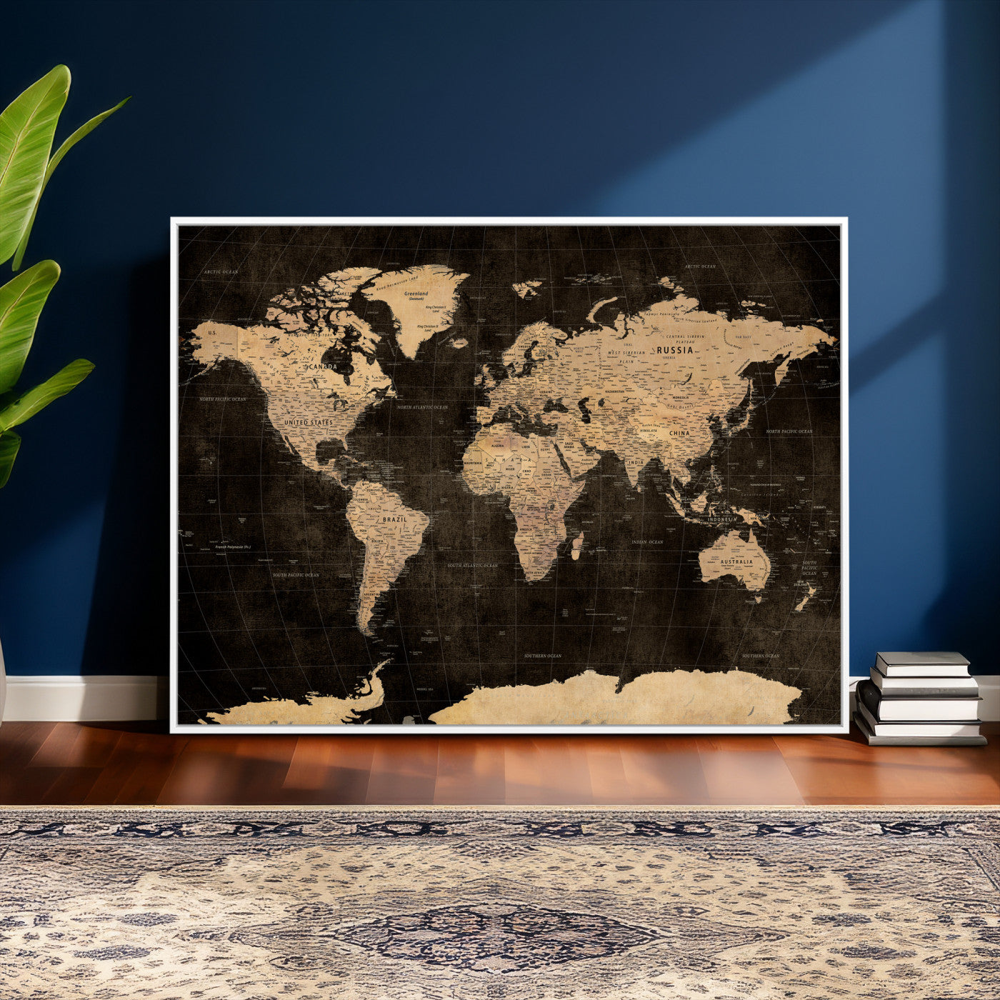 17790470-MGV-CV-36X24 - World Map Wall Art Canvas Print, Modern Decorative Framed Map Artwork Prints for Living Room, Office, Bedroom Wall Decor