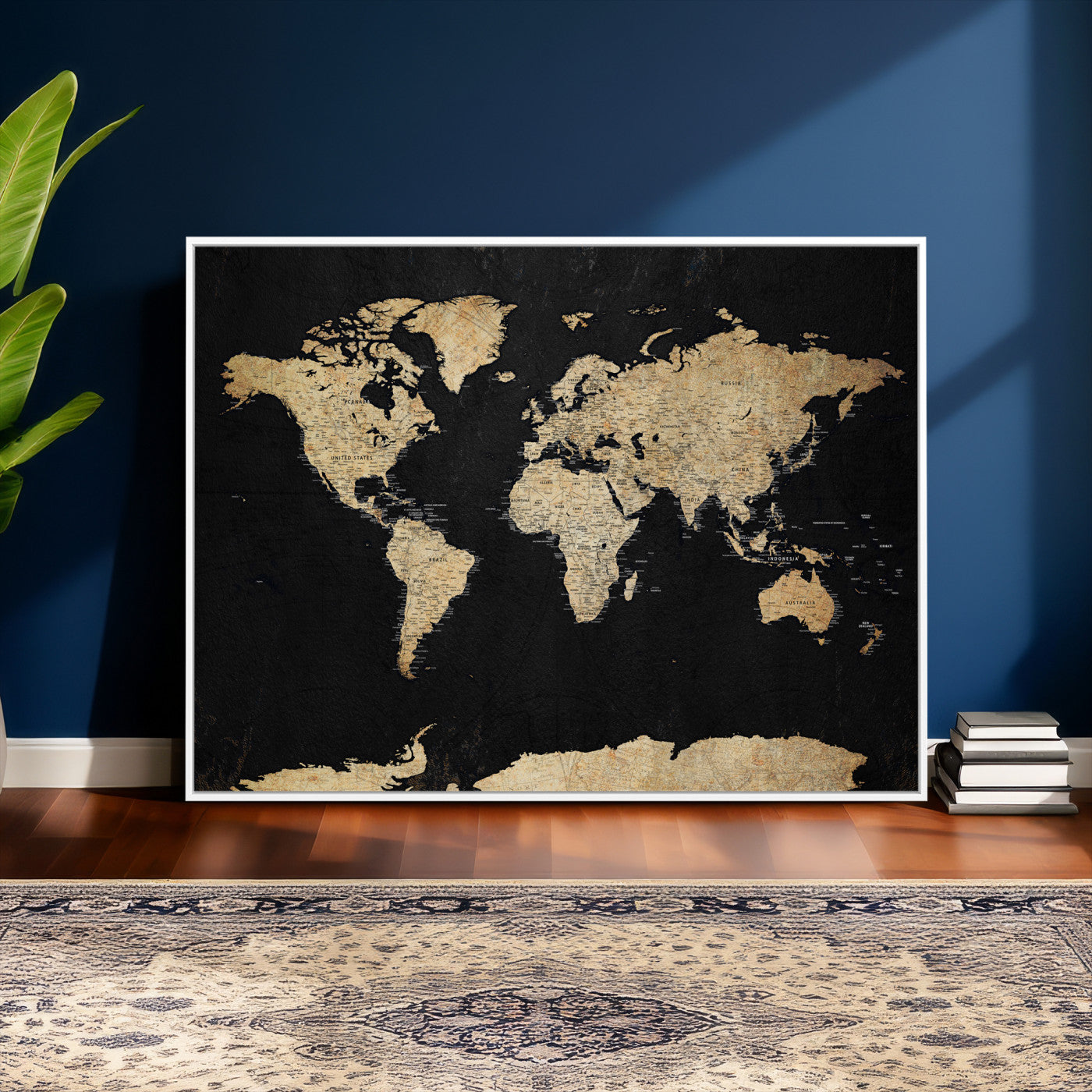 71518849-MGV-CV-36X24 - World Map Wall Art Canvas Print, Modern Decorative Framed Map Artwork Prints for Living Room, Office, Bedroom Wall Decor
