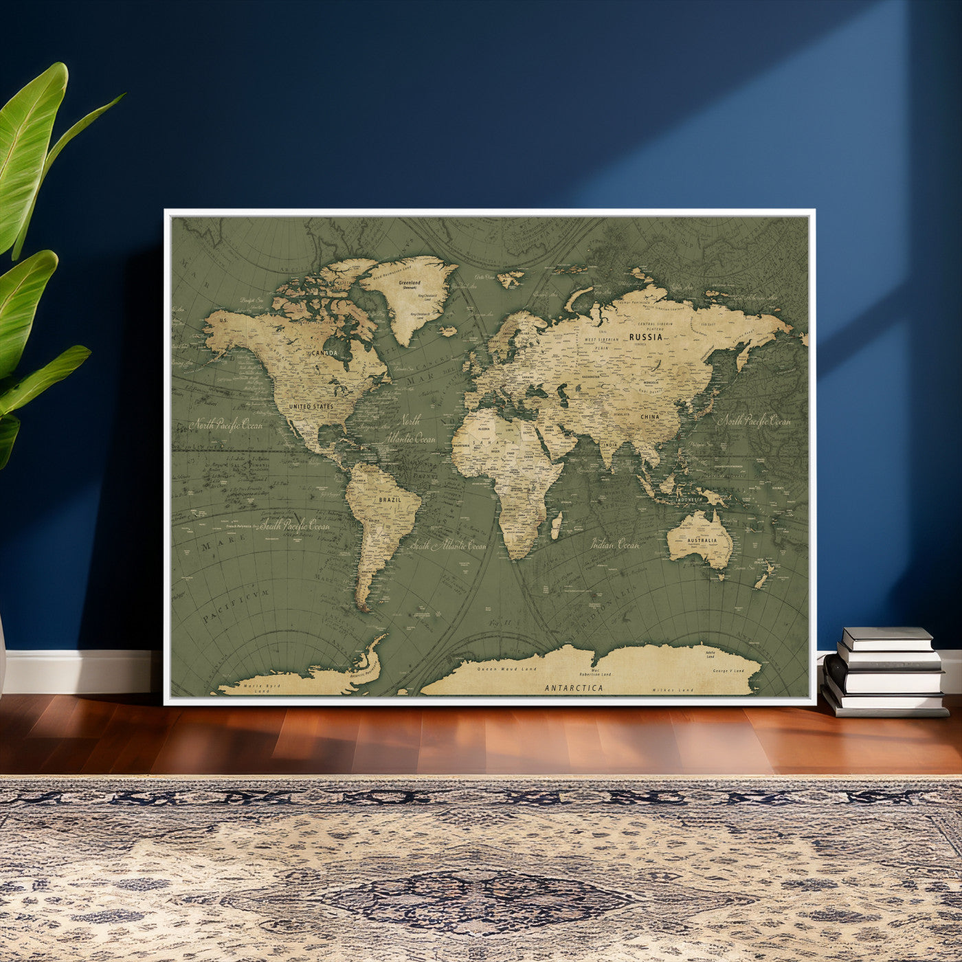 75846040-MGV-CV-36X24 - World Map Wall Art Canvas Print, Modern Decorative Framed Map Artwork Prints for Living Room, Office, Bedroom Wall Decor