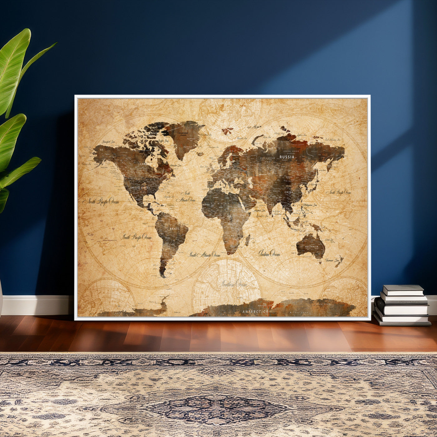 63156625-MGV-CV-36X24 - World Map Wall Art Canvas Print, Modern Decorative Framed Map Artwork Prints for Living Room, Office, Bedroom Wall Decor