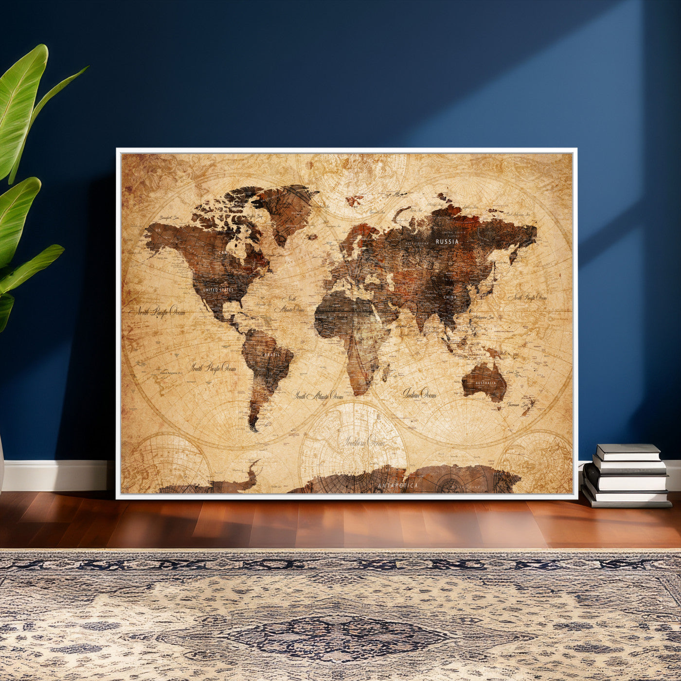 40760475-MGV-CV-36X24 - World Map Wall Art Canvas Print, Modern Decorative Framed Map Artwork Prints for Living Room, Office, Bedroom Wall Decor