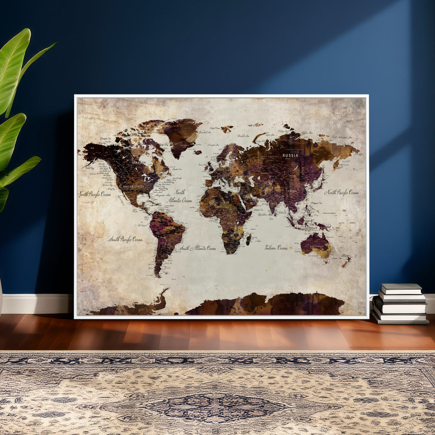 50611123-MGV-CV-36X24 - World Map Canvas Triptych – Colorful Global Wall Art for Living Rooms, Offices, and Study Spaces