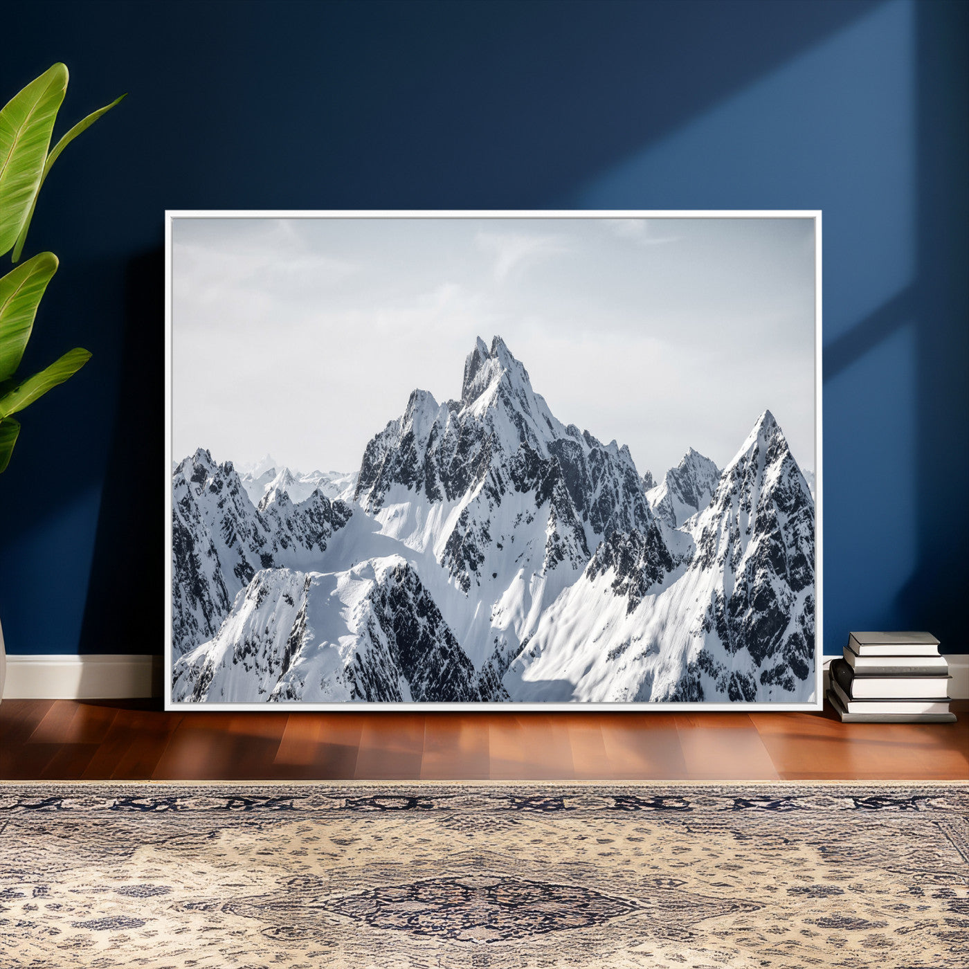 33126265-MGV-CV-36X24 - Snowy Mountain Range Canvas Print, Alpine Peaks Landscape Wall Art, Framed Canvas Ready to Hang