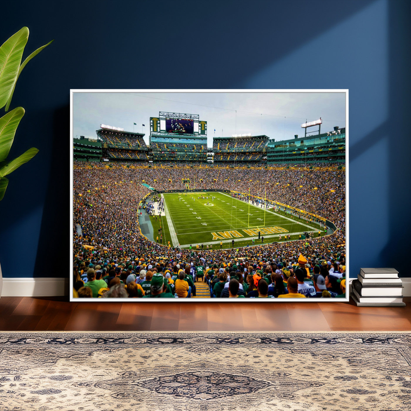 56521752-MGV-CV-36X24 - Green Bay Packers Stadium Wall Art Canvas Print, Lambeau Field Football Stadium Artwork, Framed Wall Art Ready to Hang