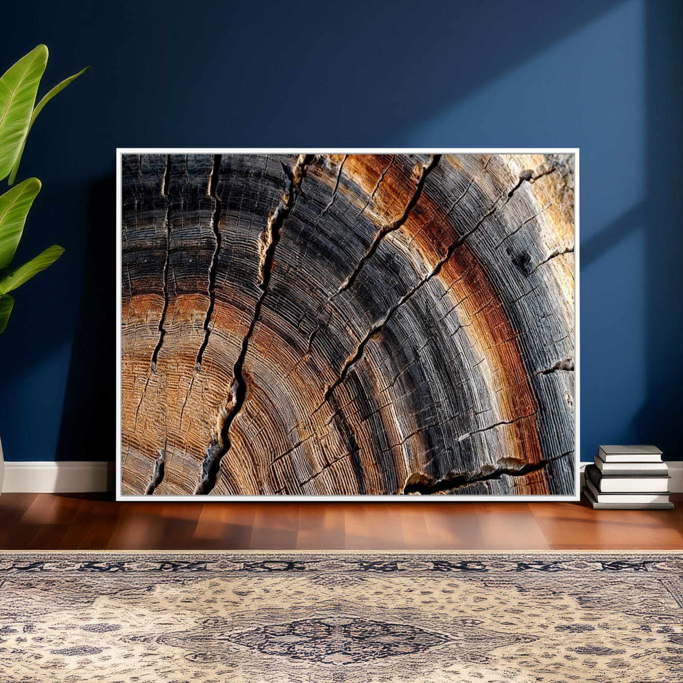 92693966E-MGV-CV-36X24 - Framed Large Abstract Wood Grain Canvas Print, Tree Ring Pattern Wall Art, Framed Canvas Ready to Hang