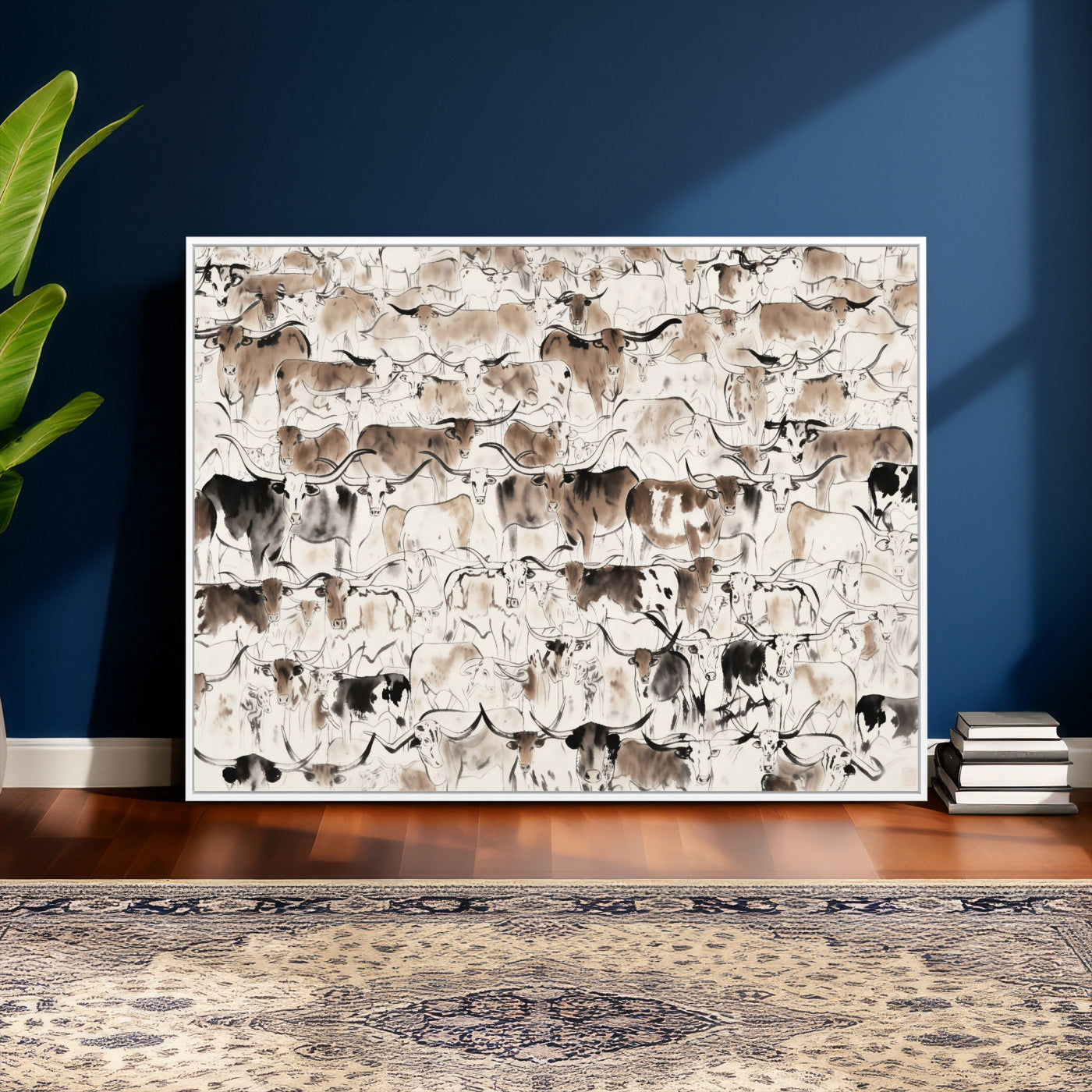 66685375-MGV-CV-36X24 - Farmhouse Animals Wall Art Canvas Print - Abstract Farm Animal Drawing Mid-Century Wall Art for Cabin Decor