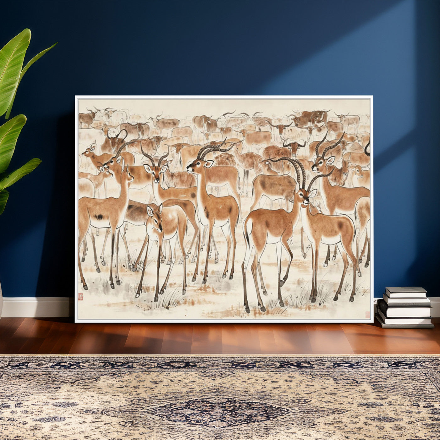 67375088-MGV-CV-36X24 - Farmhouse Animals Wall Art Canvas Print - Abstract Farm Animal Drawing Mid-Century Wall Art for Cabin Decor