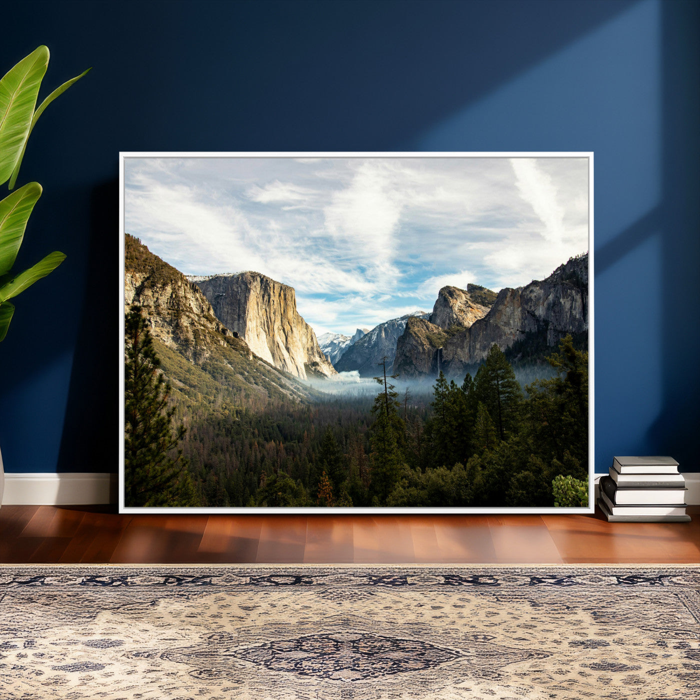 15089394-MGV-CV-36X24 - Yosemite Valley Mountain Landscape Wall Art Canvas Print, Granite Cliff Forest Valley Canvas Print, California National Park Scenic Art Printing