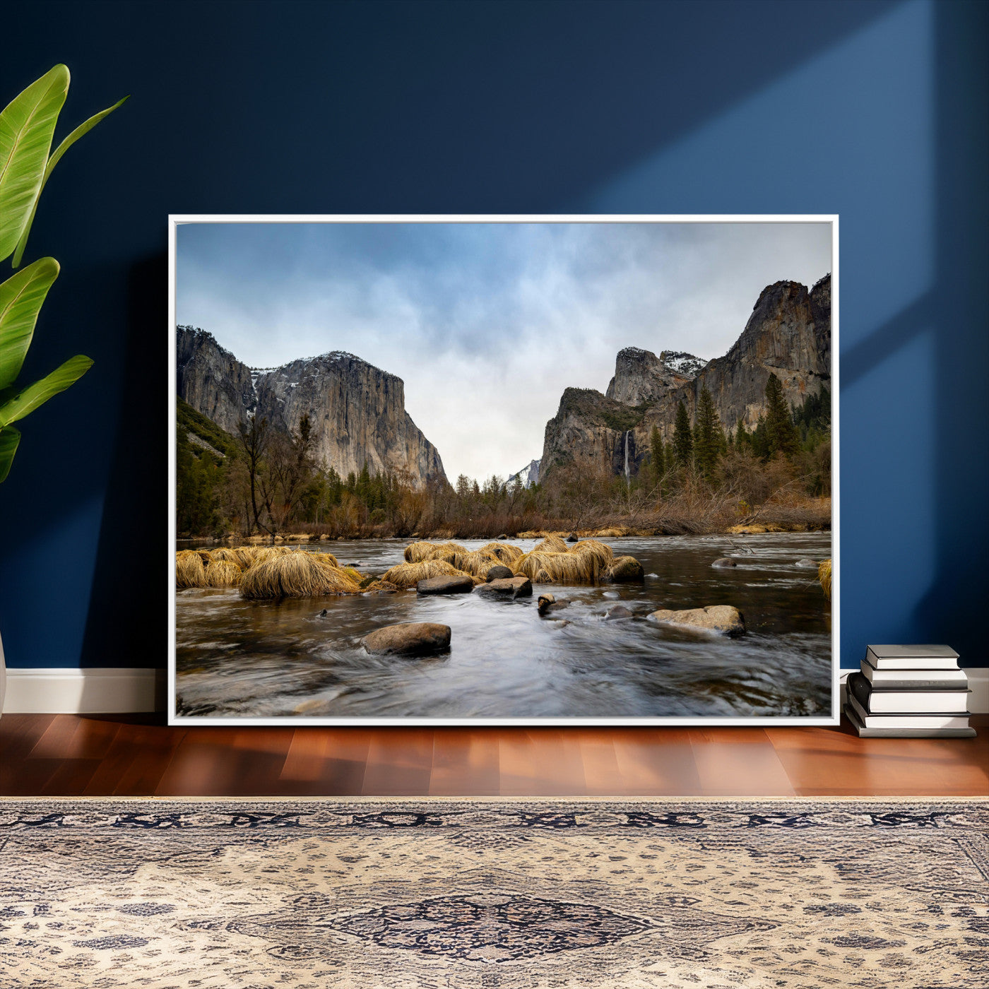 20458404-MGV-CV-36X24 - Yosemite Valley Mountain Landscape Wall Art Canvas Print, Granite Cliff Forest Valley Canvas Print, California National Park Scenic Art Printing