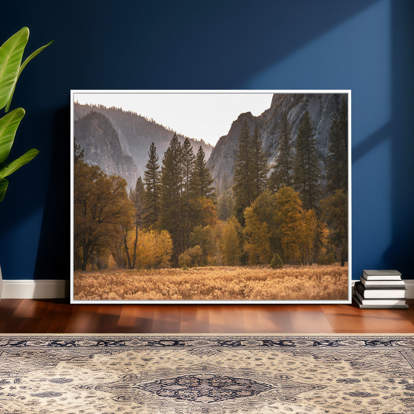 61682763-MGV-CV-36X24 - Yosemite Valley Autumn Forest Landscape Wall Art Canvas Print, Granite Mountain Pine Trees Canvas Print, California National Park Fall Scenic Art Printing