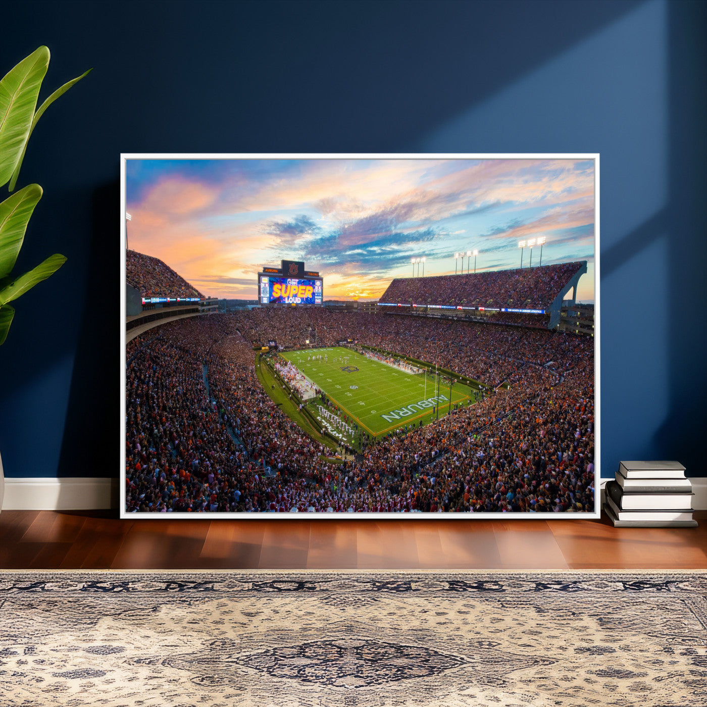 75203764-MGV-CV-36X24 - Auburn Stadium Sunset Wall Art Canvas Print, Jordan Hare Stadium Game Day Crowd, Auburn Tigers Football Artwork