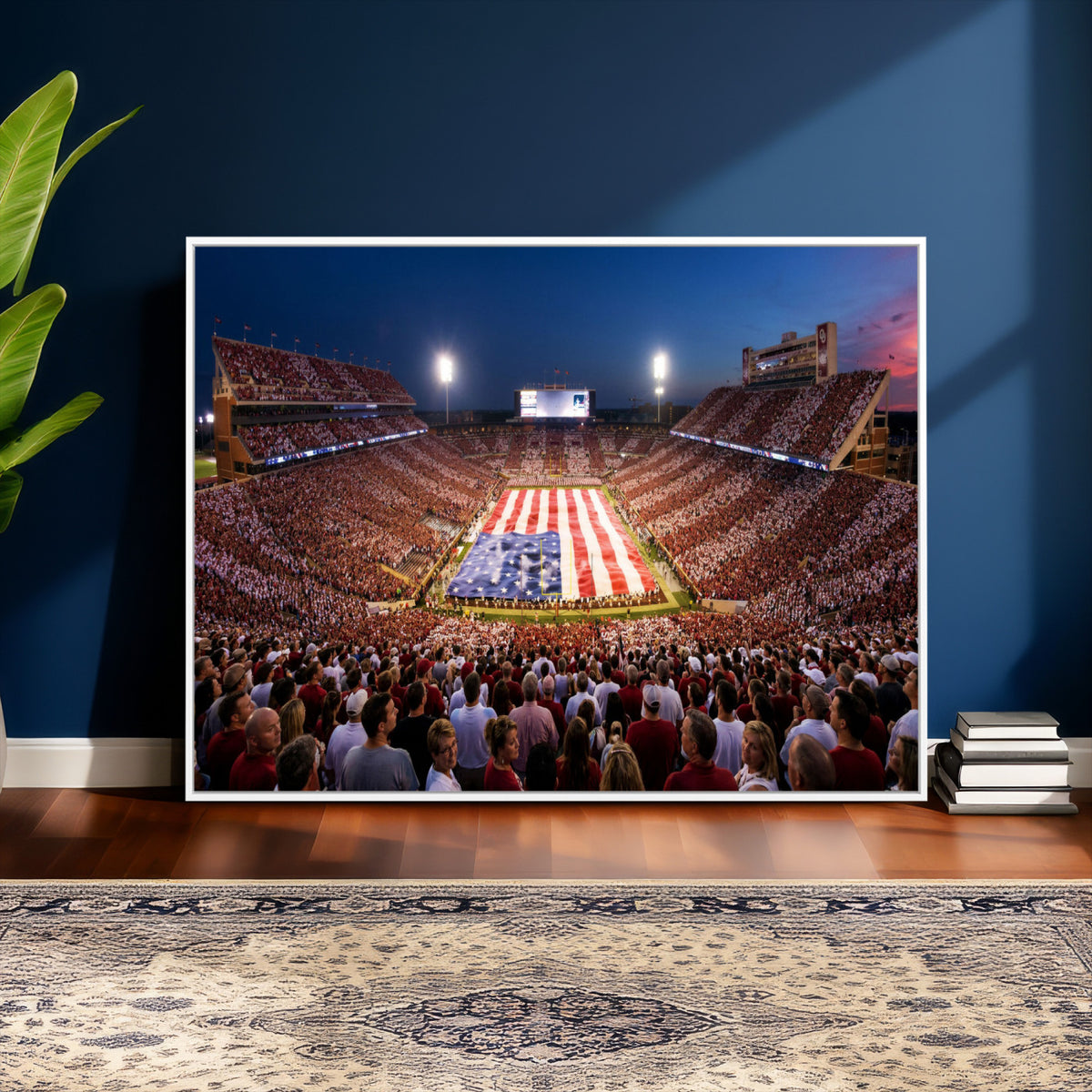 59917418-MGV-CV-36X24 - Oklahoma Memorial Stadium Wall Art Canvas Print | Oklahoma Sooners Football Artwork for Home, Office, and Sports Room Decor