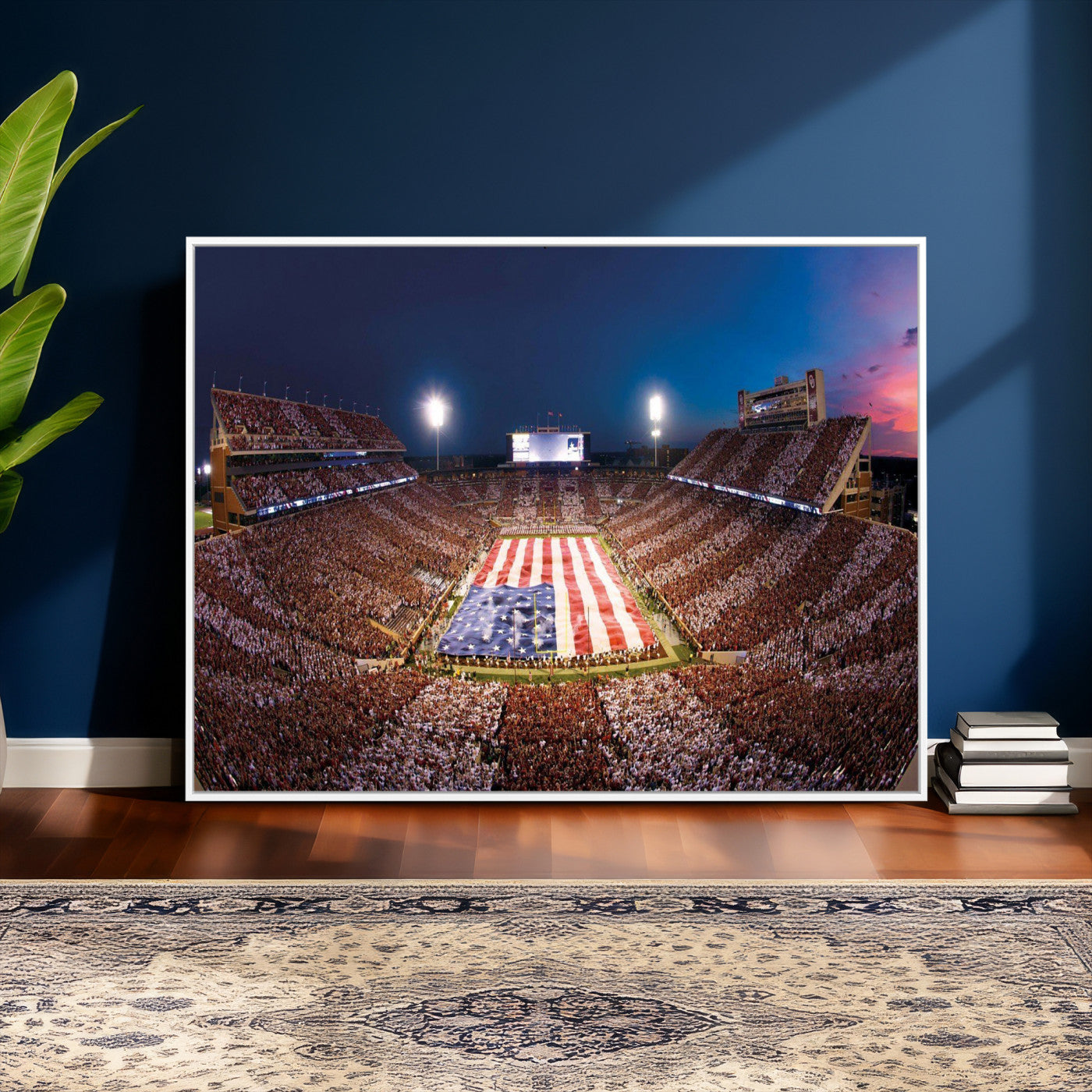 59917418-MGV-CV-36X24 - Oklahoma Memorial Stadium Wall Art Canvas Print – Oklahoma Sooners Football Artwork for Home, Office, and Sports Room Decor