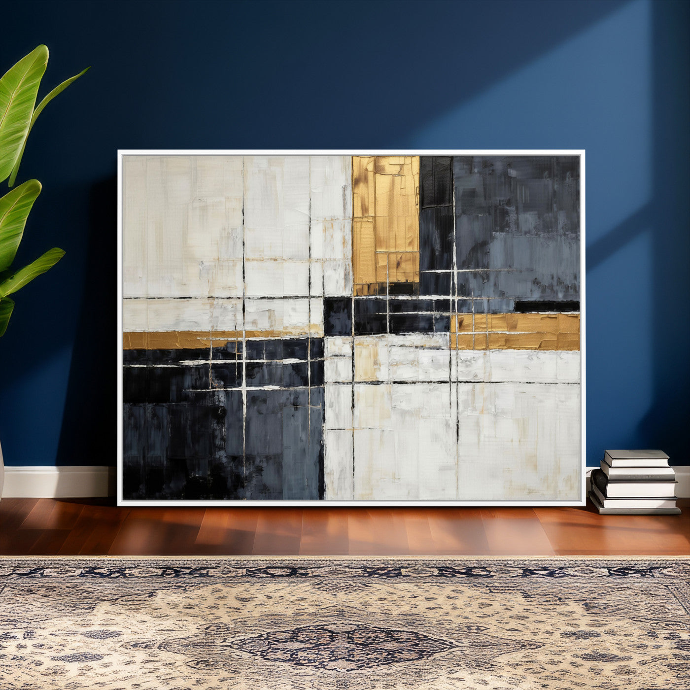 78975677-MGV-CV-36X24 - Gold Abstract Wall Art Canvas Print, Modern Luxury Geometric Painting Wall Decor for Living Room and Office