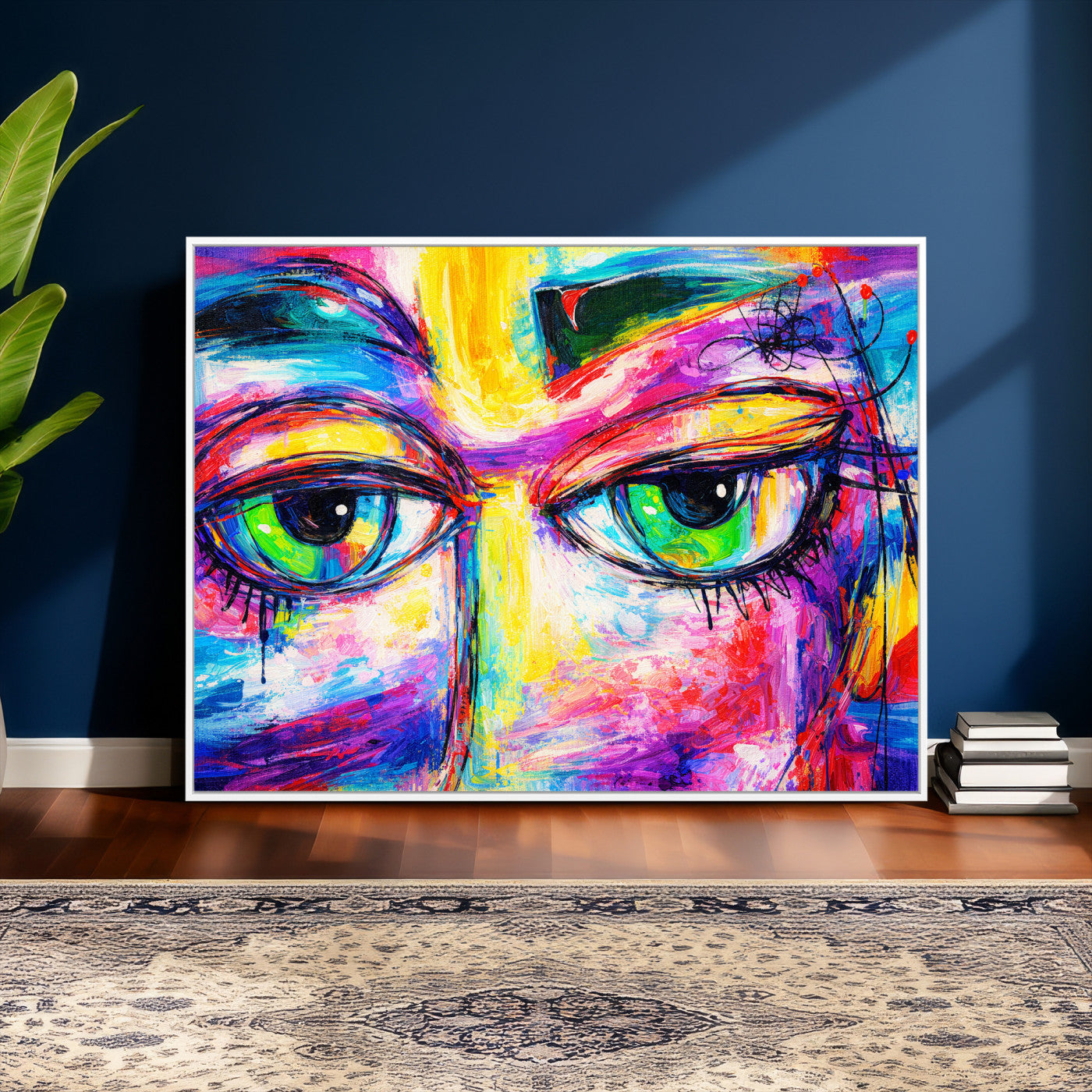 99390655-MGV-CV-36X24 - Colorful Abstract Face Wall Art Canvas Print – Modern Pop Art Portrait Artwork for Contemporary Living Room Decor