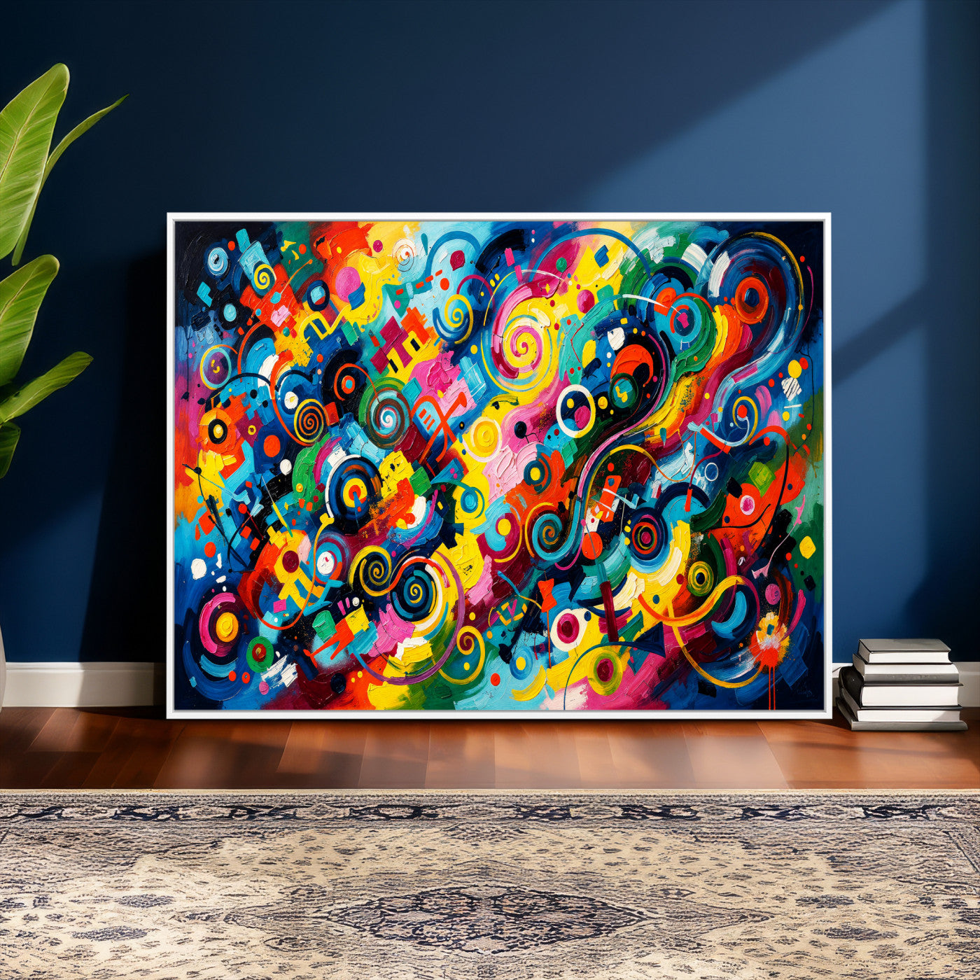 4712069R1-MGV-CV-36X24 - Geometric Abstract Wall Art Canvas Print, Bold Color Abstract Expressionist Painting Print, Modern Geometric Abstract Canvas Art