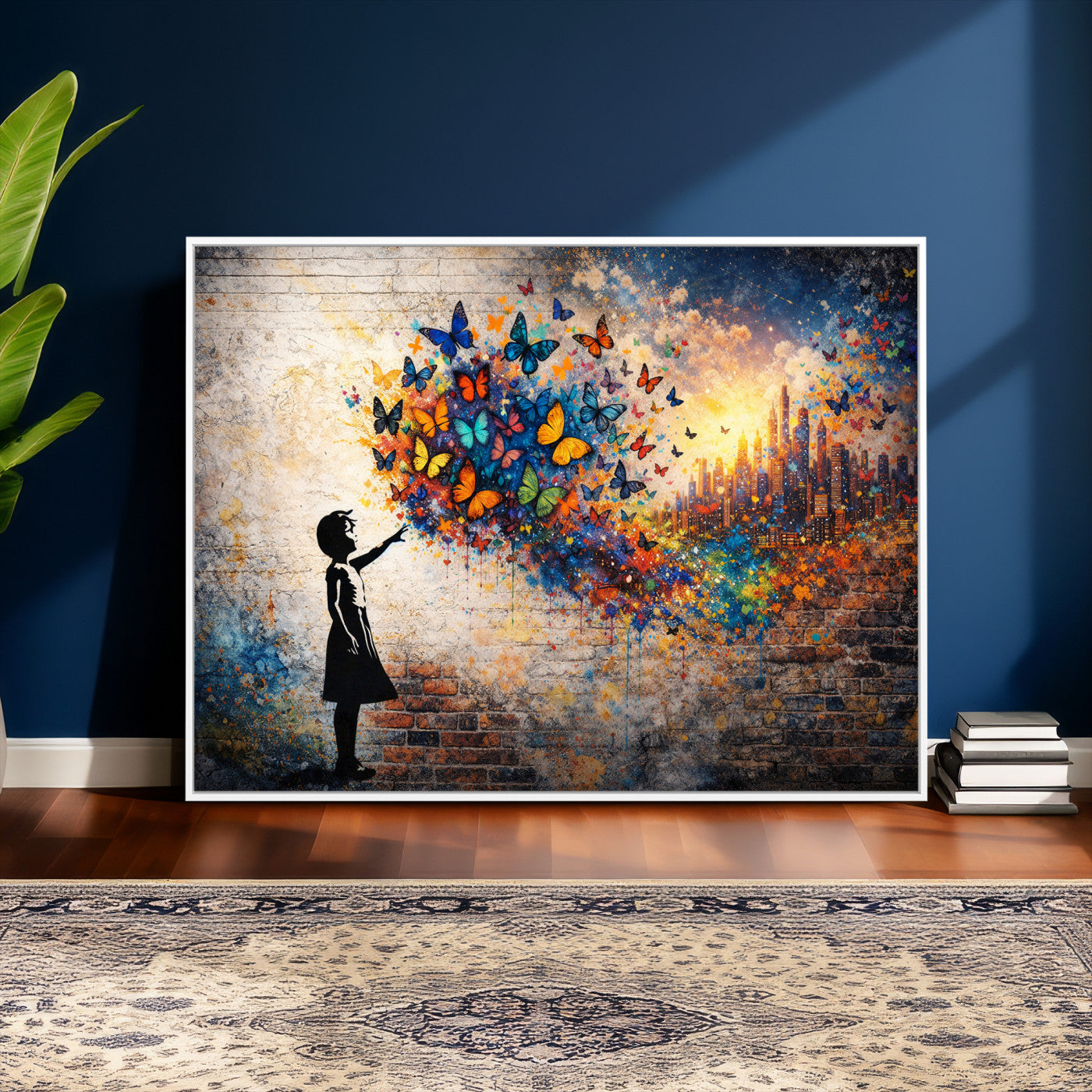 21540821-MGV-CV-36X24 - Banksy Girl Wall Art Canvas Print for Living Room Decor