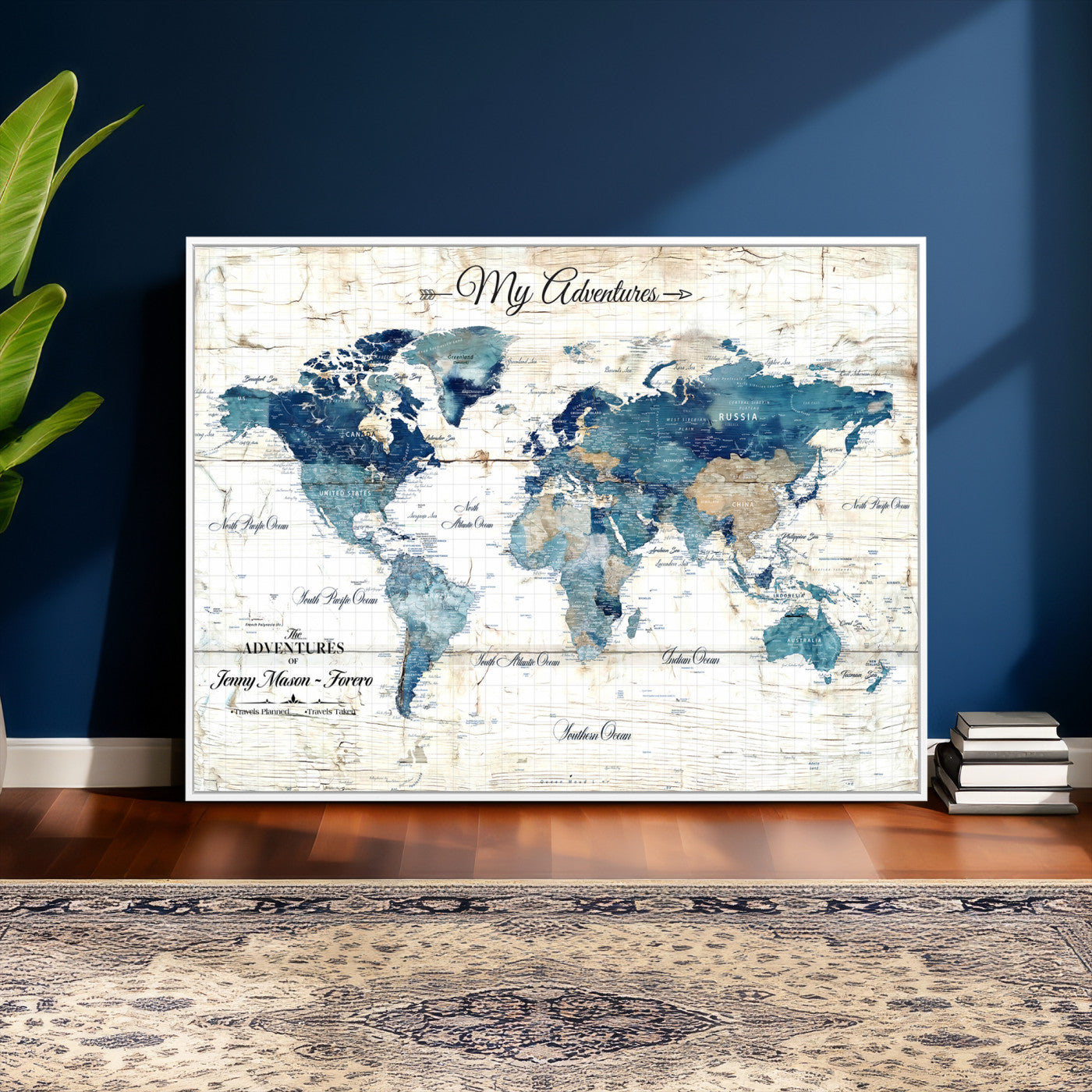 18761277-MGV-CV-36X24 - Watercolor World Map Canvas Wall Art Print – Abstract Colorful Travel Wall Decor