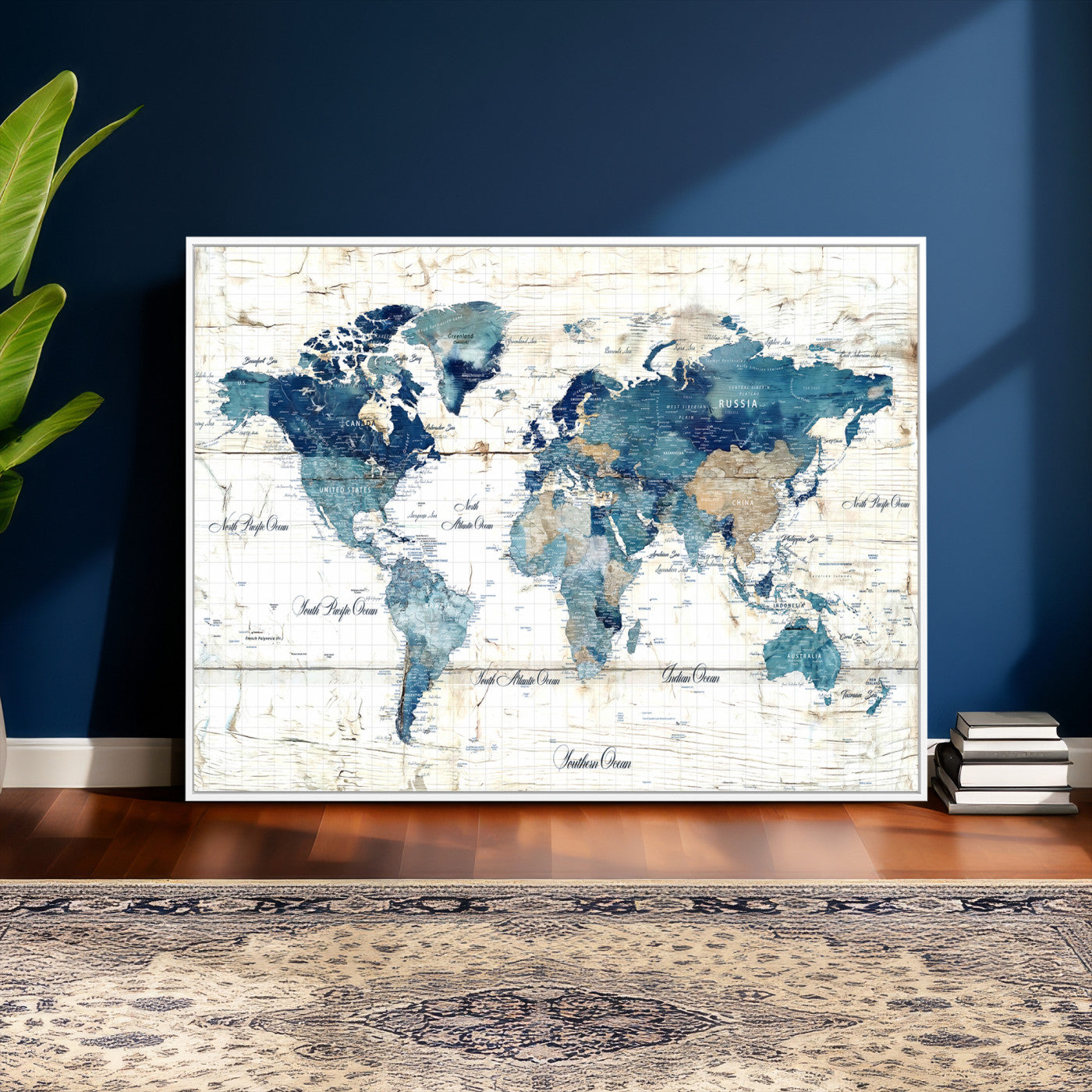 86799232-MGV-CV-36X24 - Watercolor World Map Canvas Wall Art Print – Abstract Colorful Travel Wall Decor