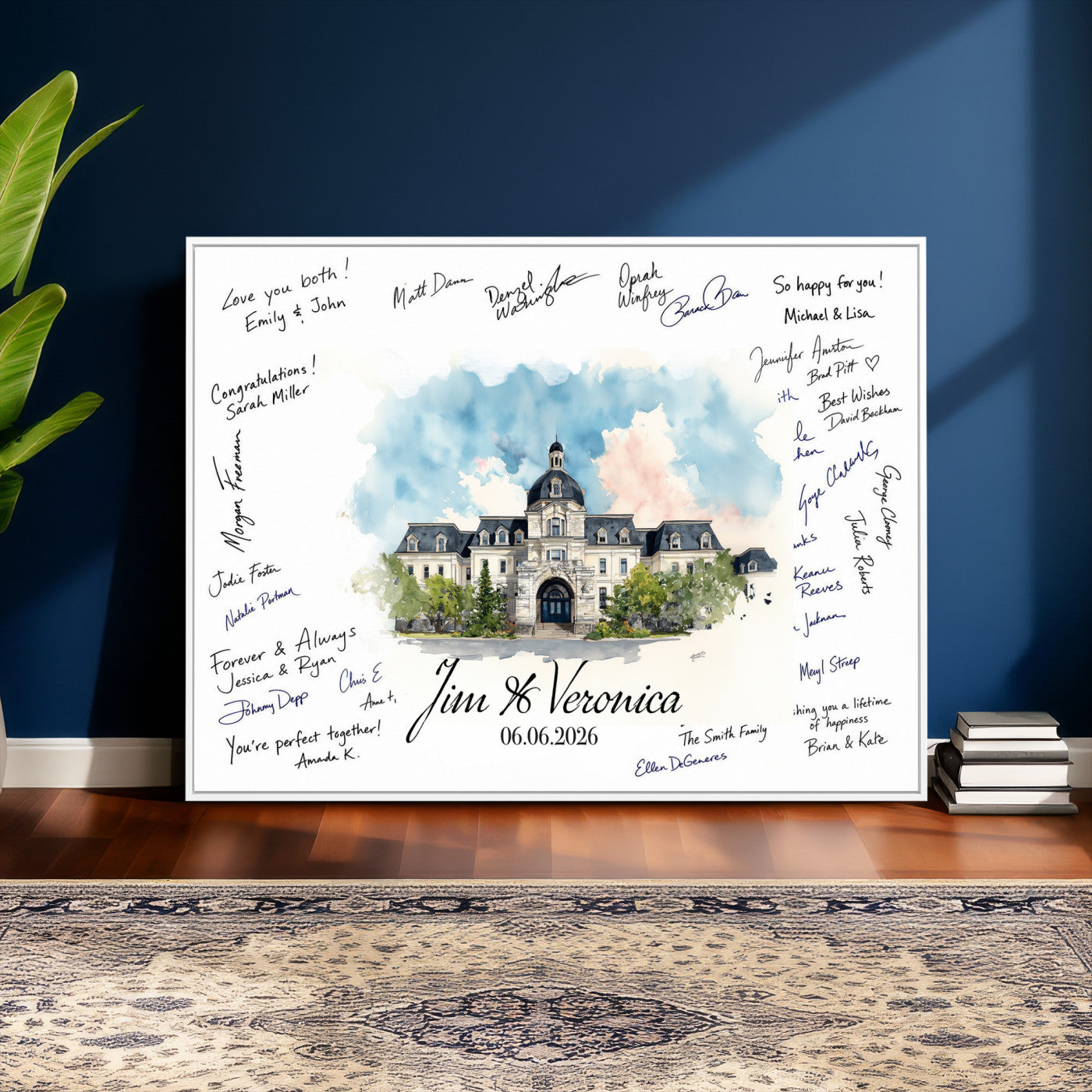 38232057-MGV-CV-36X24 - Wedding Guest Book Alternative Wall Art Canvas Print, Personalized Wedding Signature Poster, Custom Couple Photo Guestbook Canvas