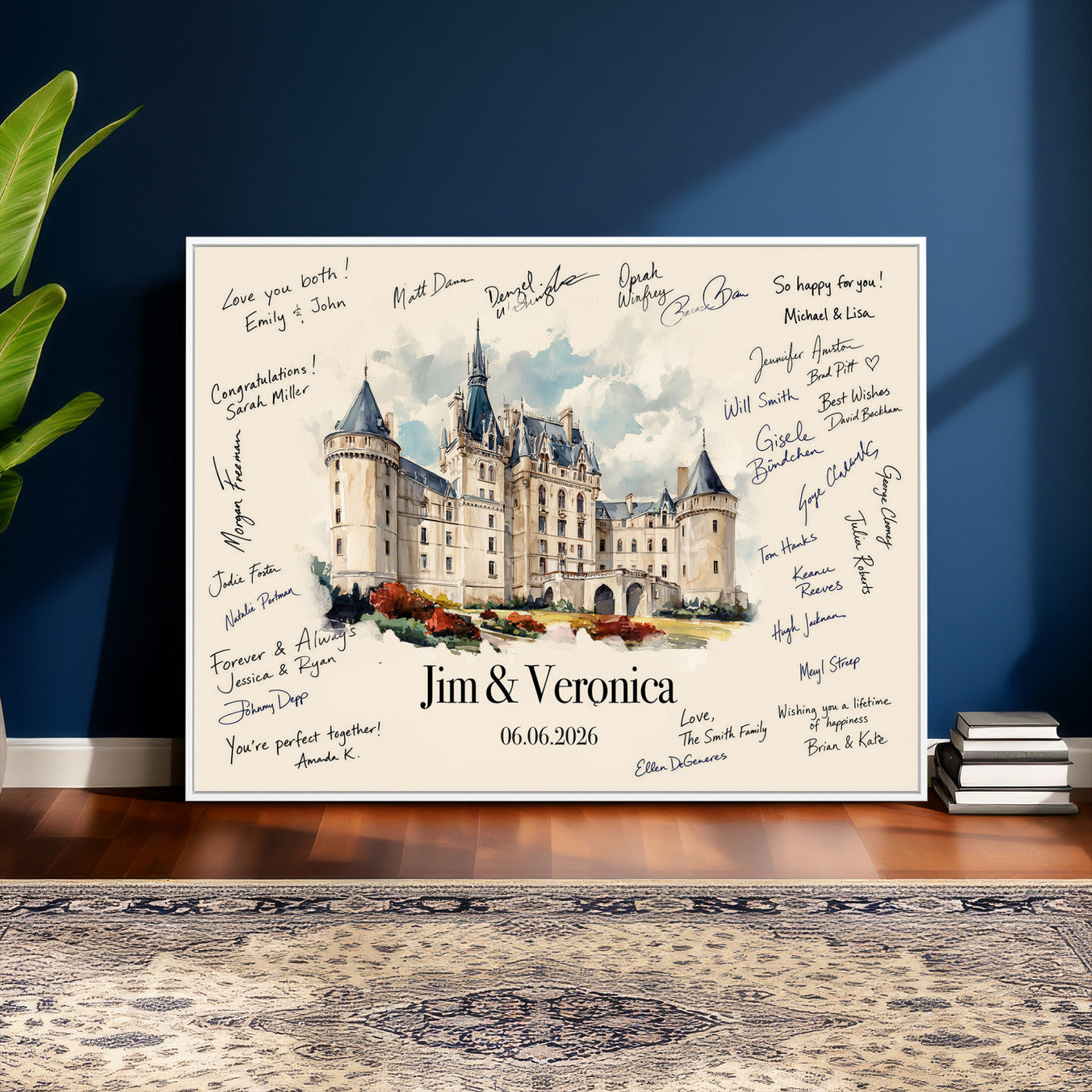 55883547-MGV-CV-36X24 - Wedding Guest Book Alternative Wall Art Canvas Print, Personalized Wedding Signature Poster, Custom Couple Photo Guestbook Canvas