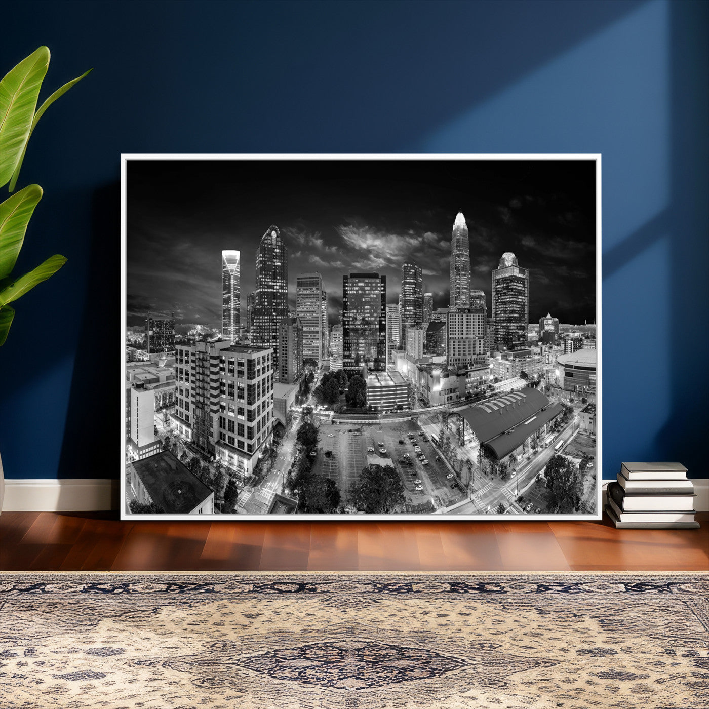 60105075-MGV-CV-36X24 - Charlotte Skyline Canvas Wall Art Print – North Carolina Cityscape Photography Print