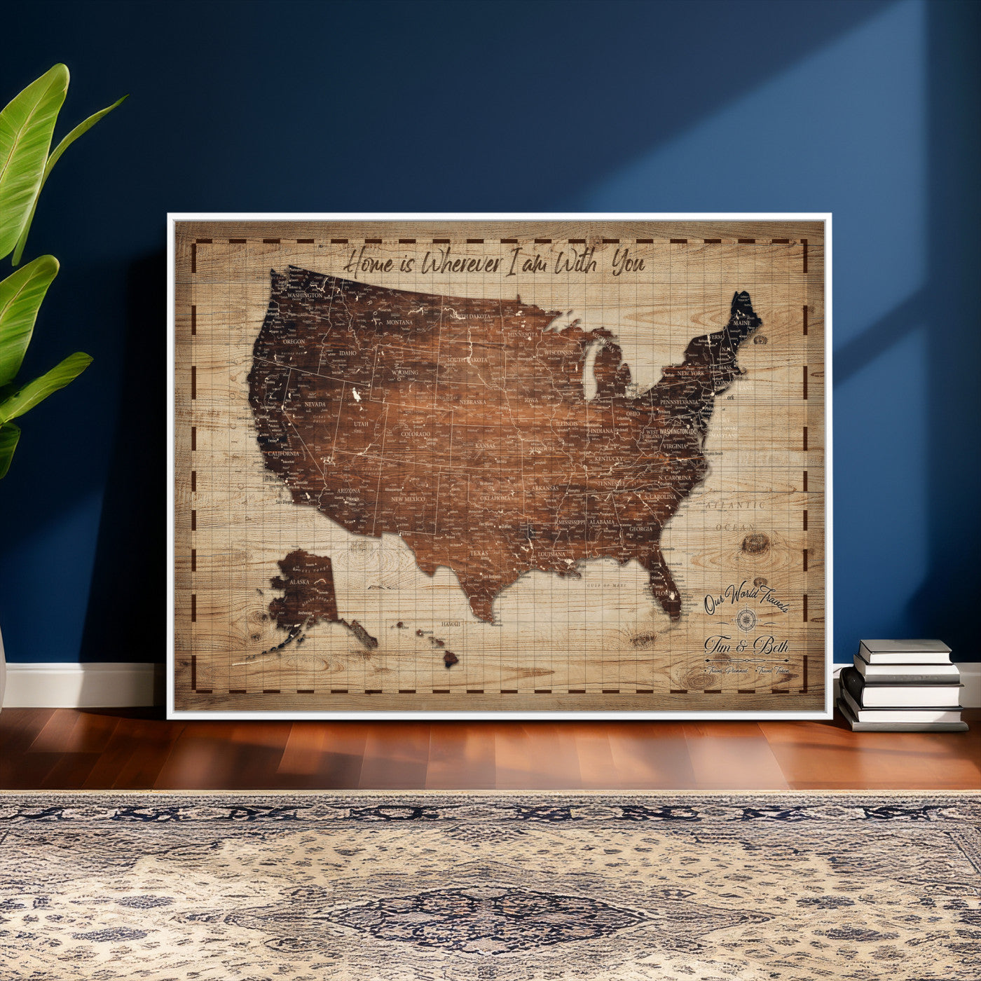 19102499U-MGV-CV-36X24 - Personalized USA Push Pin Travel Map Canvas for Adventure Wall Decor