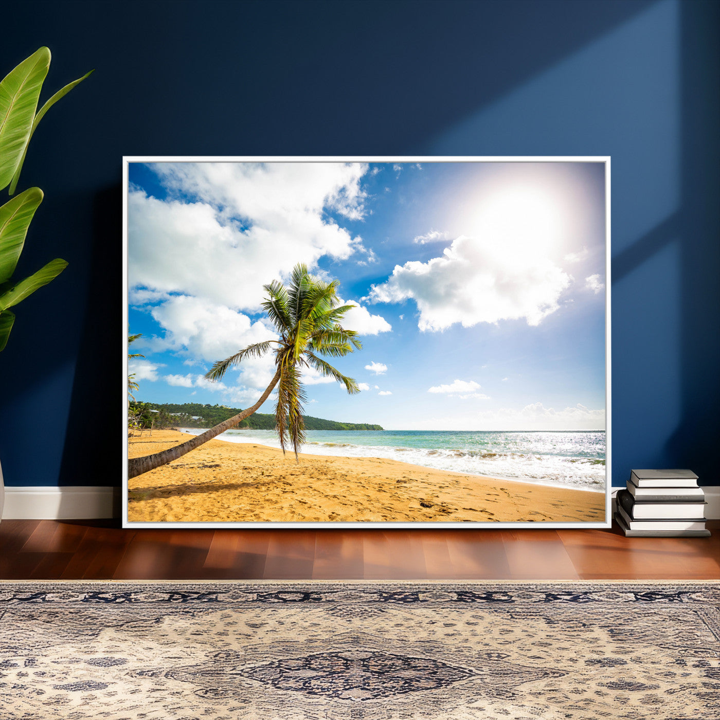 79108949-MGV-CV-36X24 - Tropical Beach Canvas Wall Art, Palm Tree Ocean Photo Print, Coastal Living Room Decor, Turquoise Sea Beach House Art, Summer Wall Art