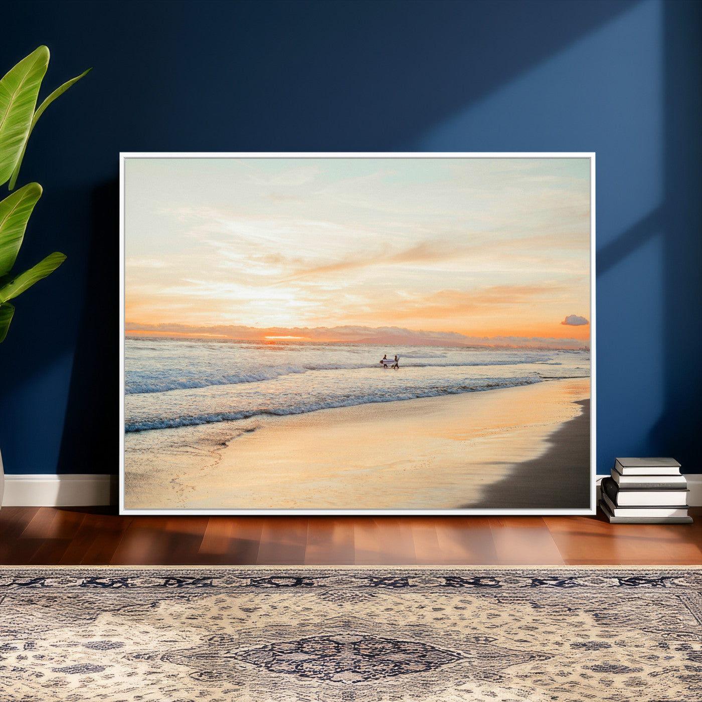 38131619-MGV-CV-36X24 - Beach Sunset Canvas Wall Art Print | Ocean Waves Landscape, Coastal Photography, Seascape Wall Decor, Ready to Hang