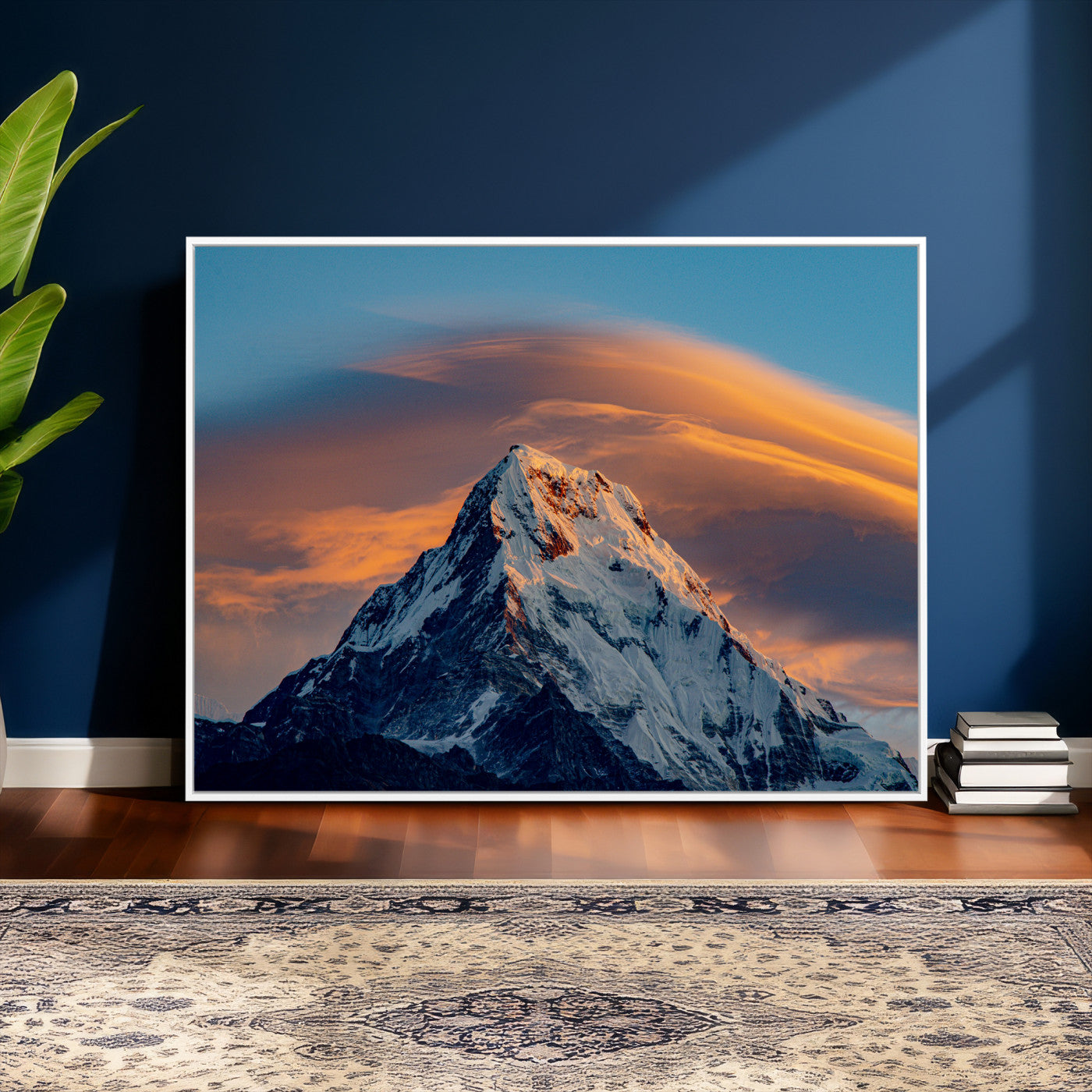 73810927-MGV-CV-36X24 - Snow Mountain Canvas Wall Art Print, Alpine Peak Landscape, Winter Nature Photography, Large Mountain Decor, Ready to Hang