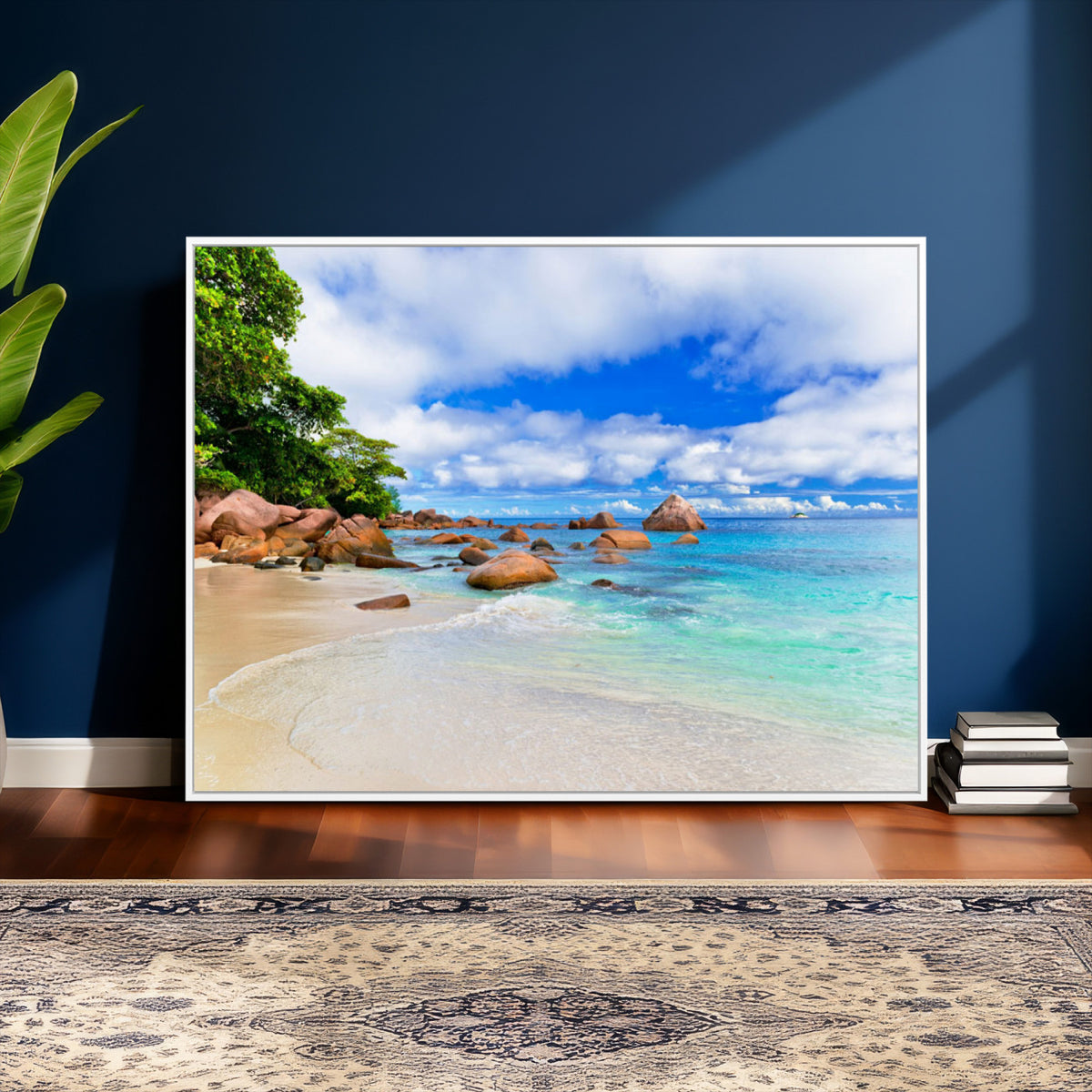 81980382-MGV-CV-36X24 - Seychelles Beach Canvas Wall Art - Anse Intendance Turquoise Ocean Print