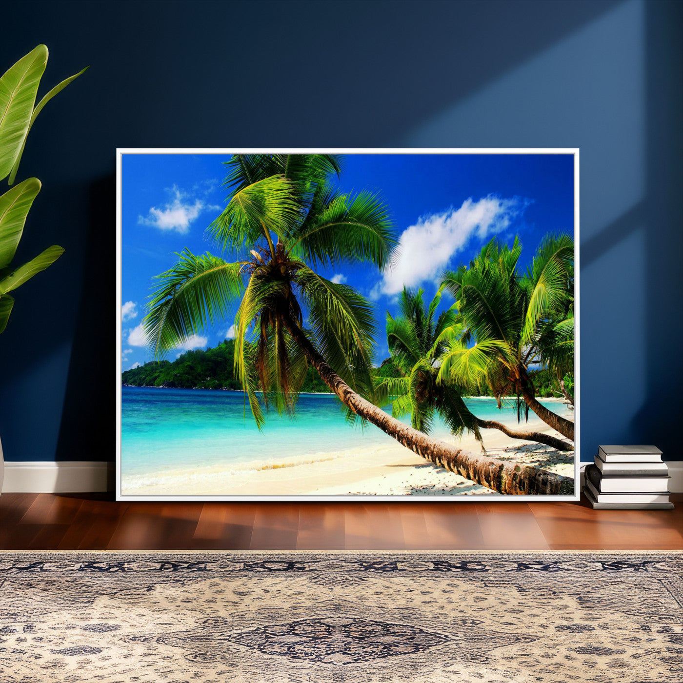 67049818-MGV-CV-36X24 - Tropical Island Coconut Palm Trees Wall Art Canvas Print - Turquoise Beach Print for Lake Home Decor